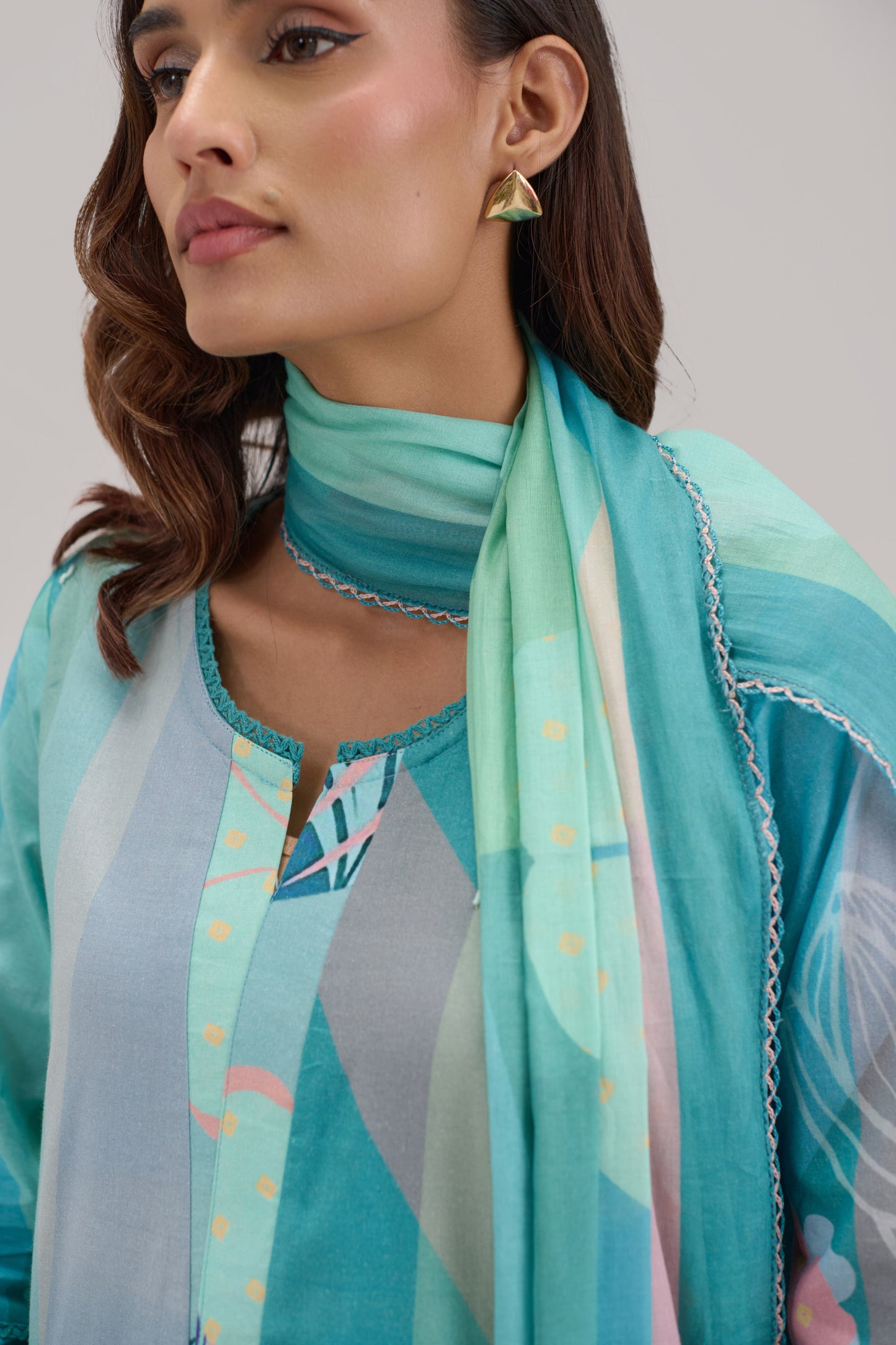 Kaya - Light Turquoise Cotton Cambric Kurta Set
