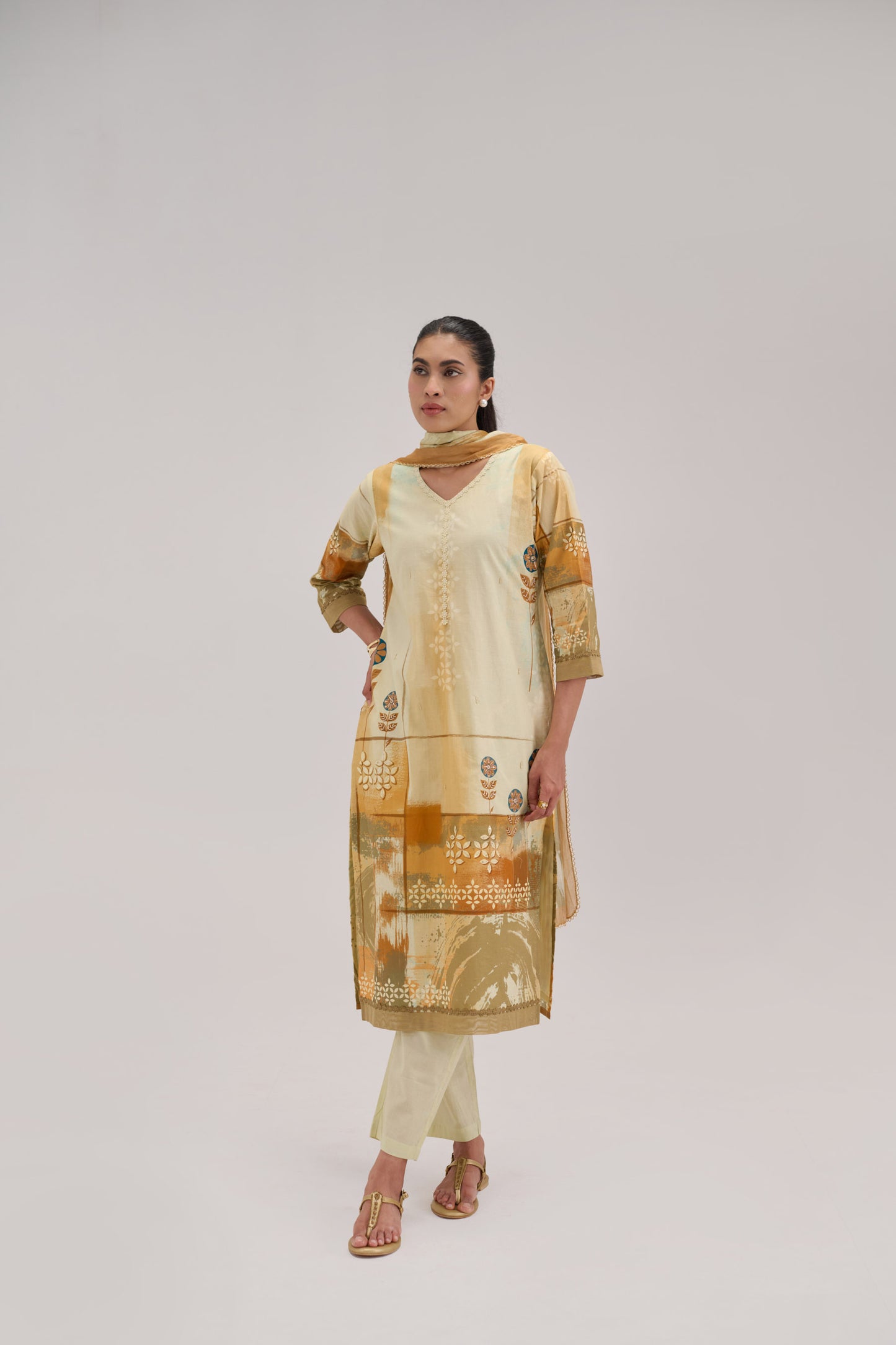 Kaya - Light Yellow Cotton Cambric Kurta Set