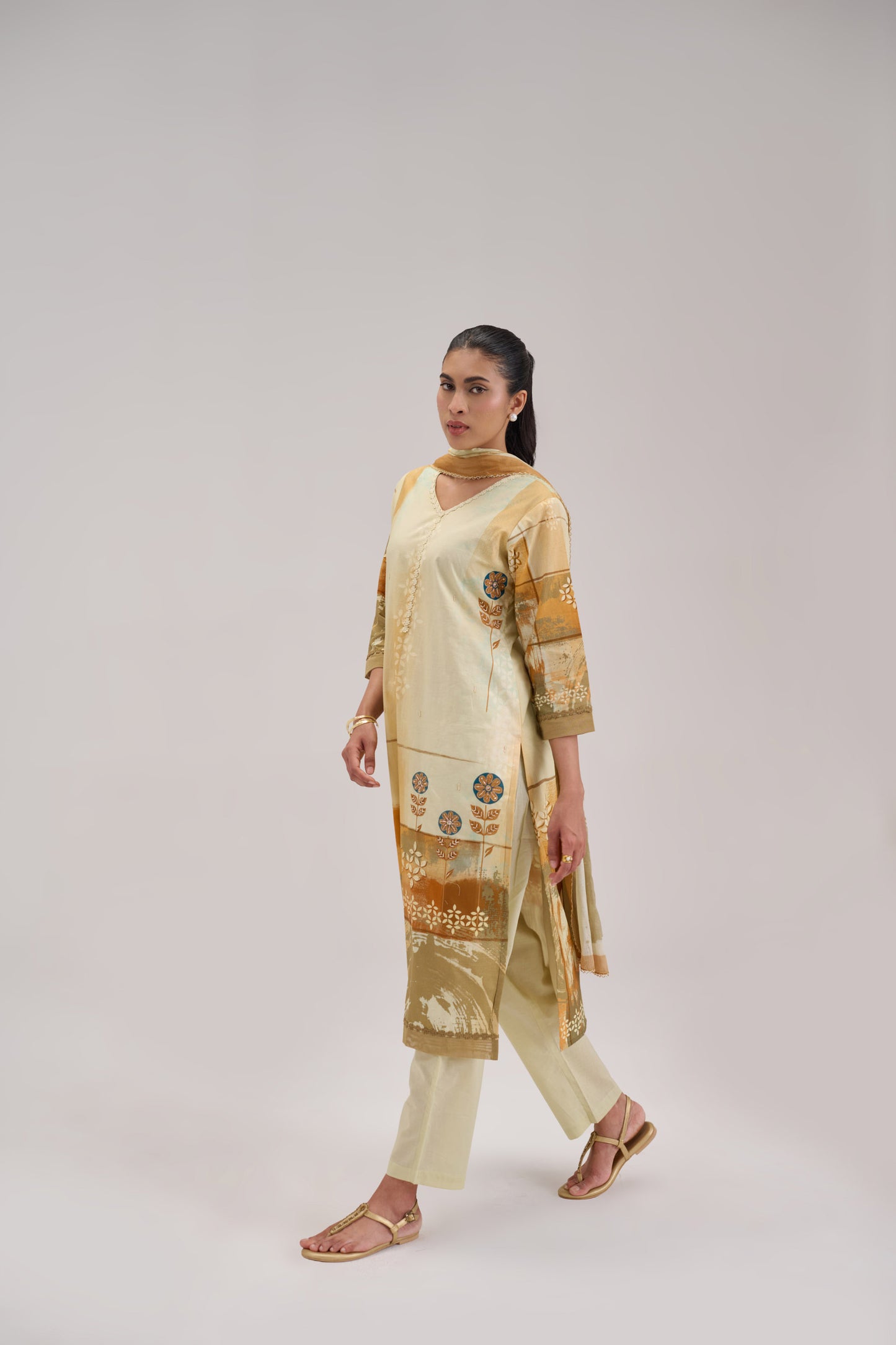 Kaya - Light Yellow Cotton Cambric Kurta Set