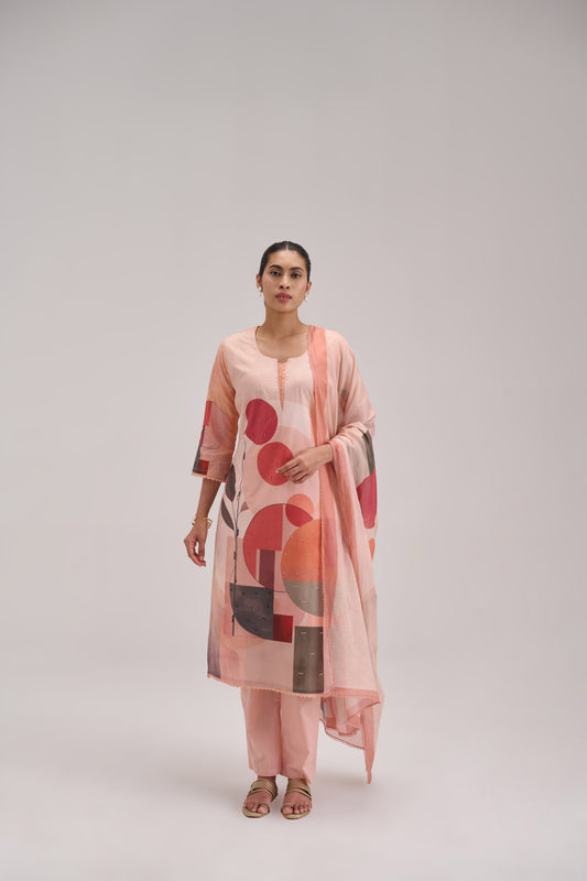 Kaya - Peach Cotton Cambric Kurta Set