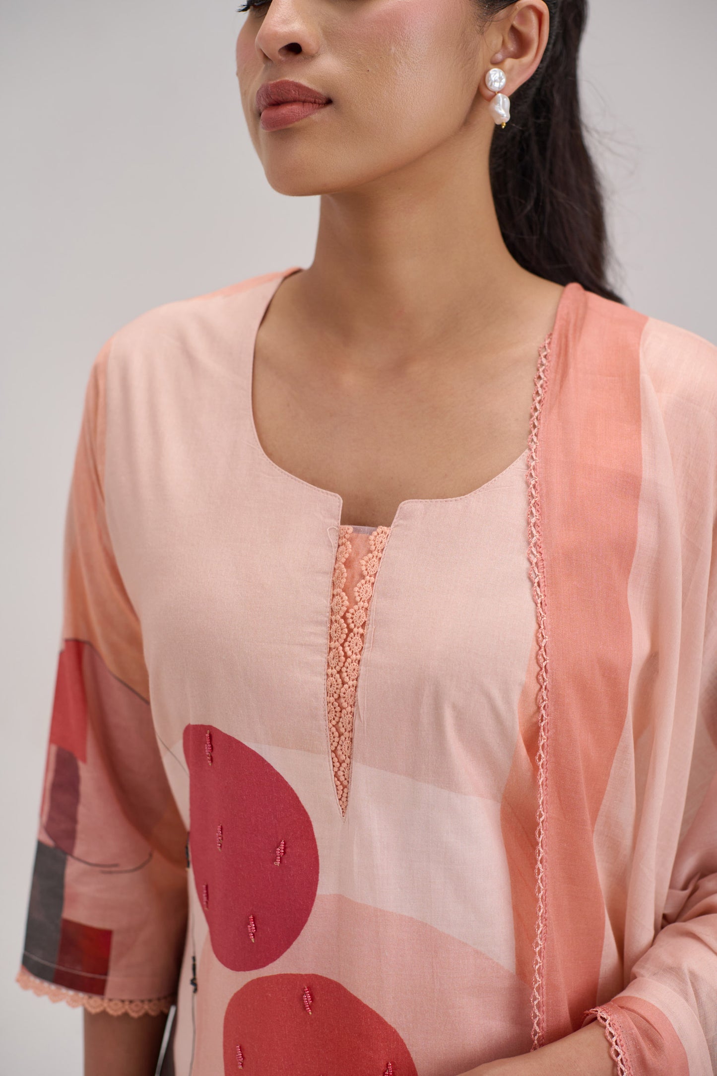 Kaya - Peach Cotton Cambric Kurta Set