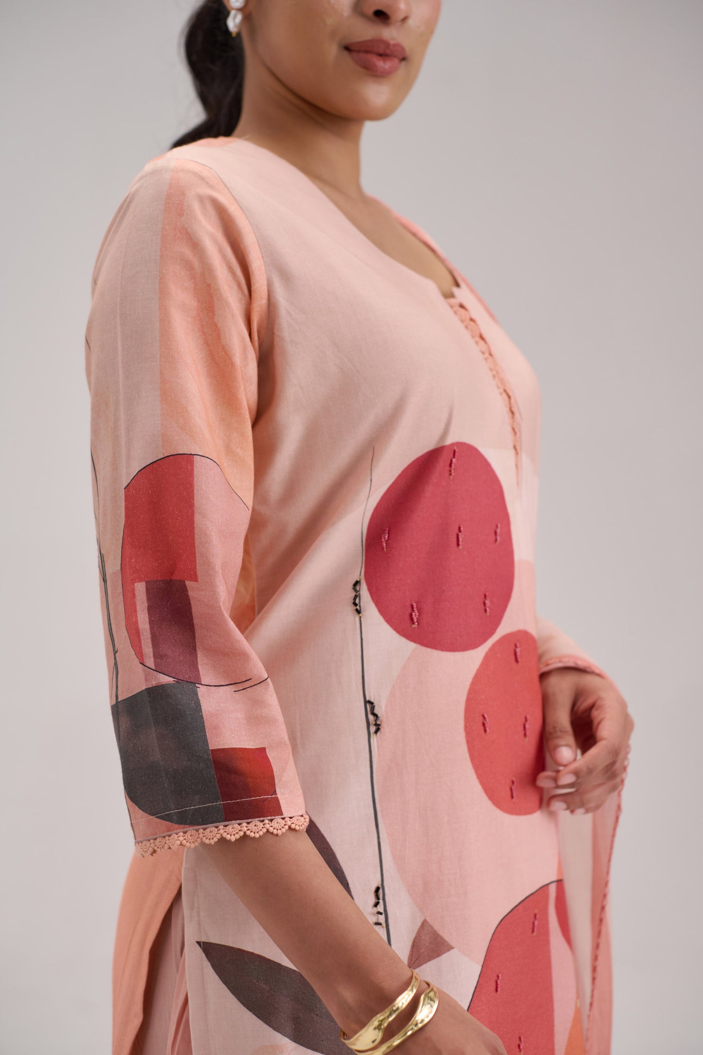 Kaya - Peach Cotton Cambric Kurta Set