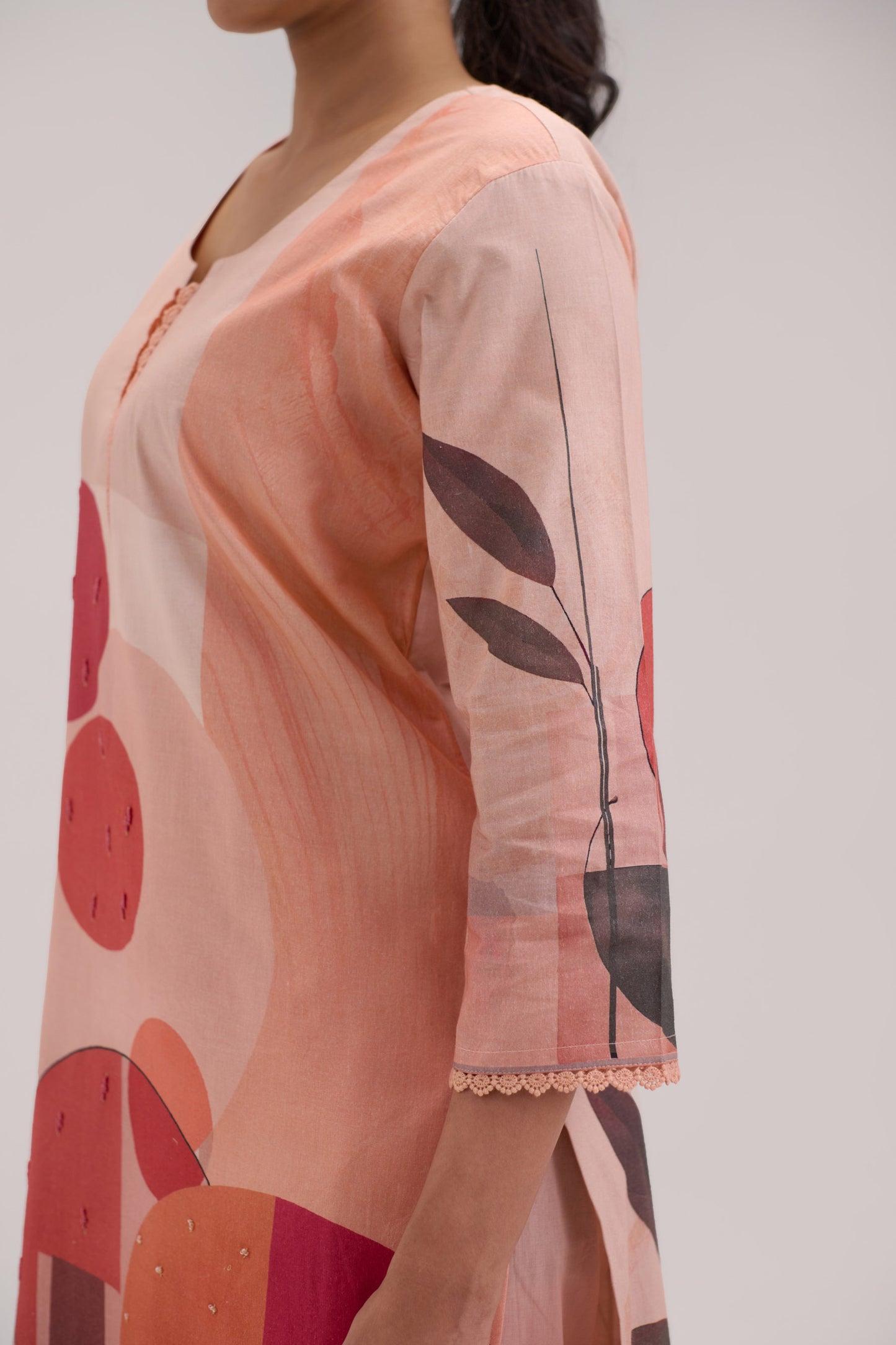 Kaya - Peach Cotton Cambric Kurta Set