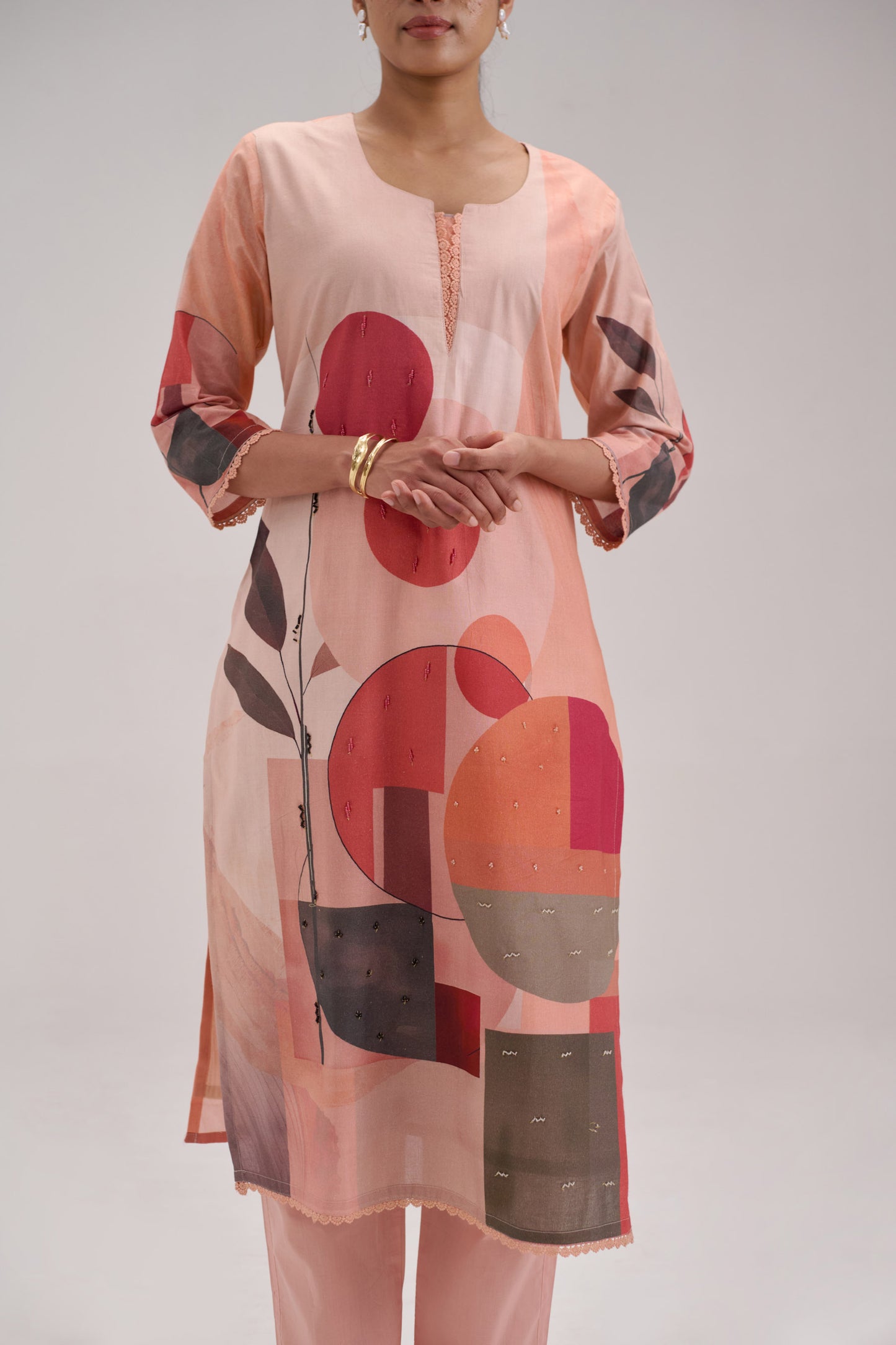 Kaya - Peach Cotton Cambric Kurta Set