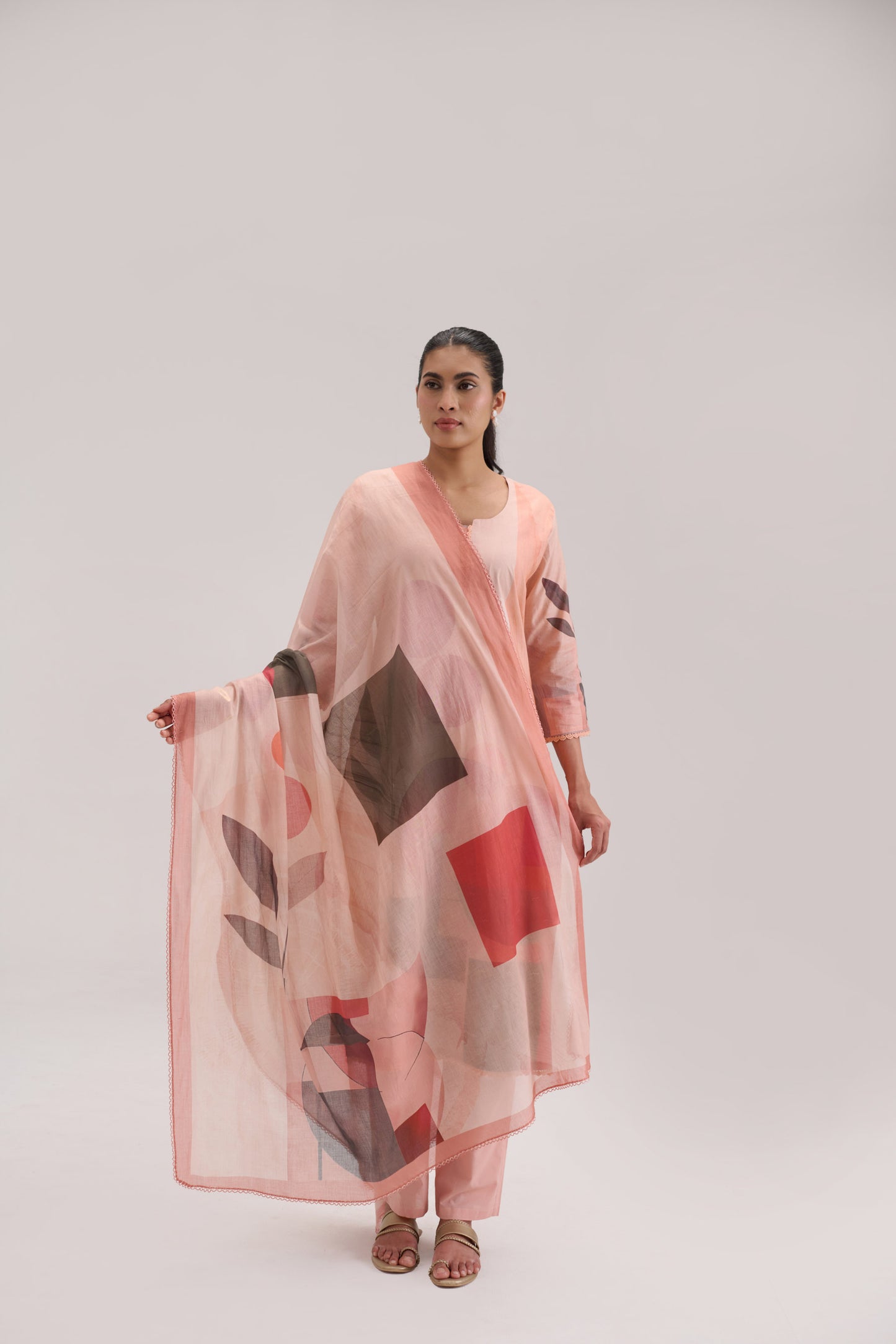 Kaya - Peach Cotton Cambric Kurta Set
