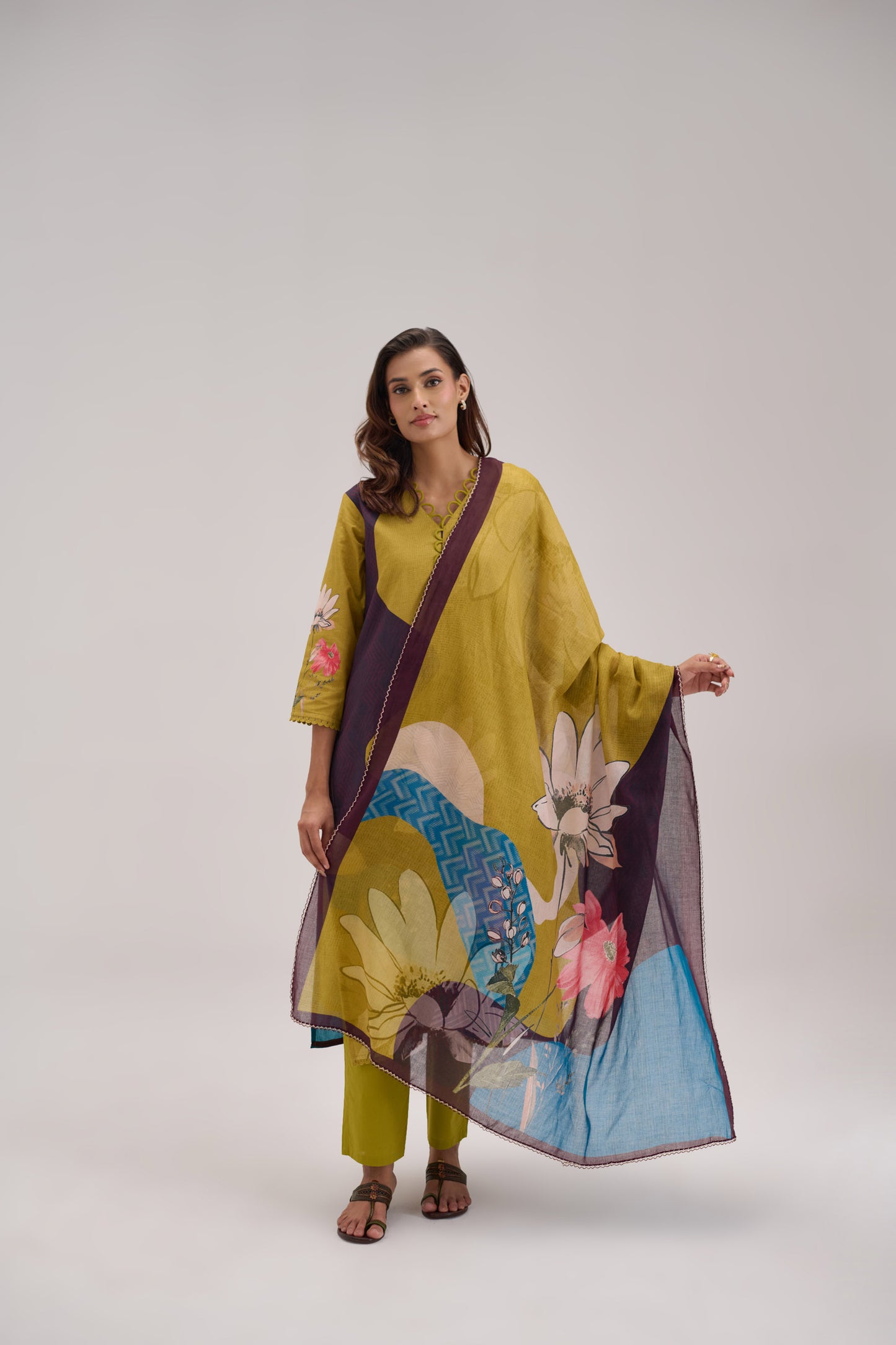 Kaya - Olive Green Cotton Cambric Kurta Set