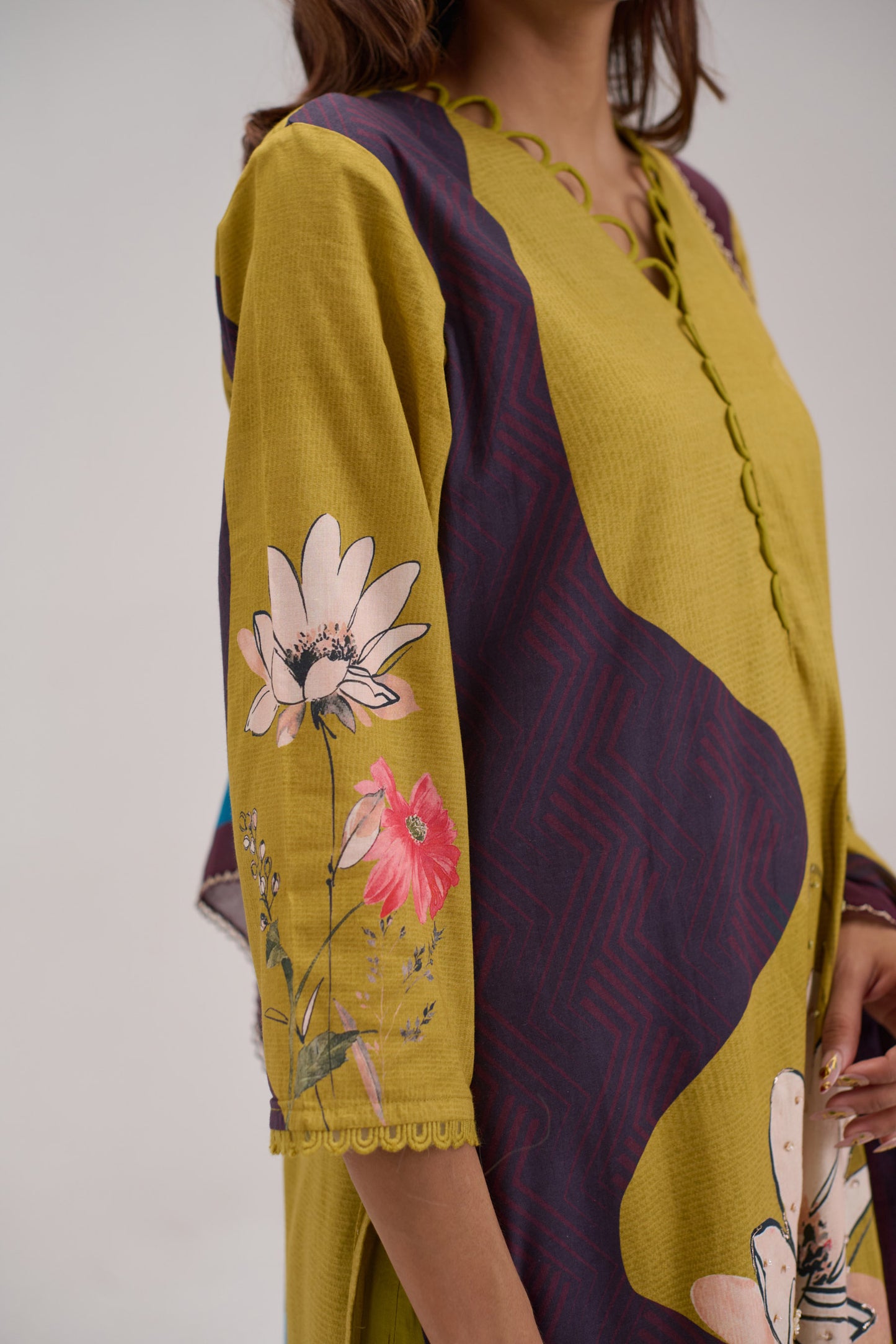 Kaya - Olive Green Cotton Cambric Kurta Set