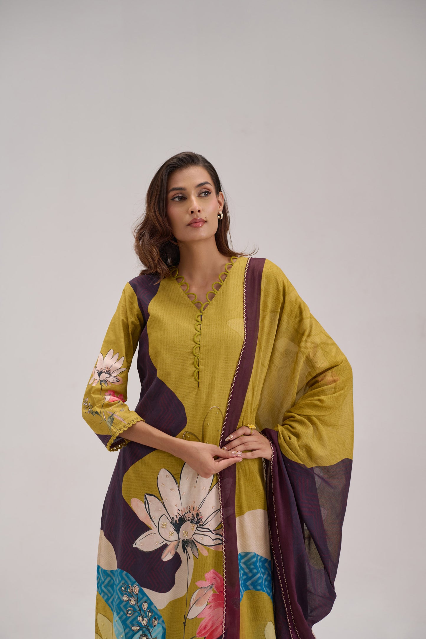 Kaya - Olive Green Cotton Cambric Kurta Set