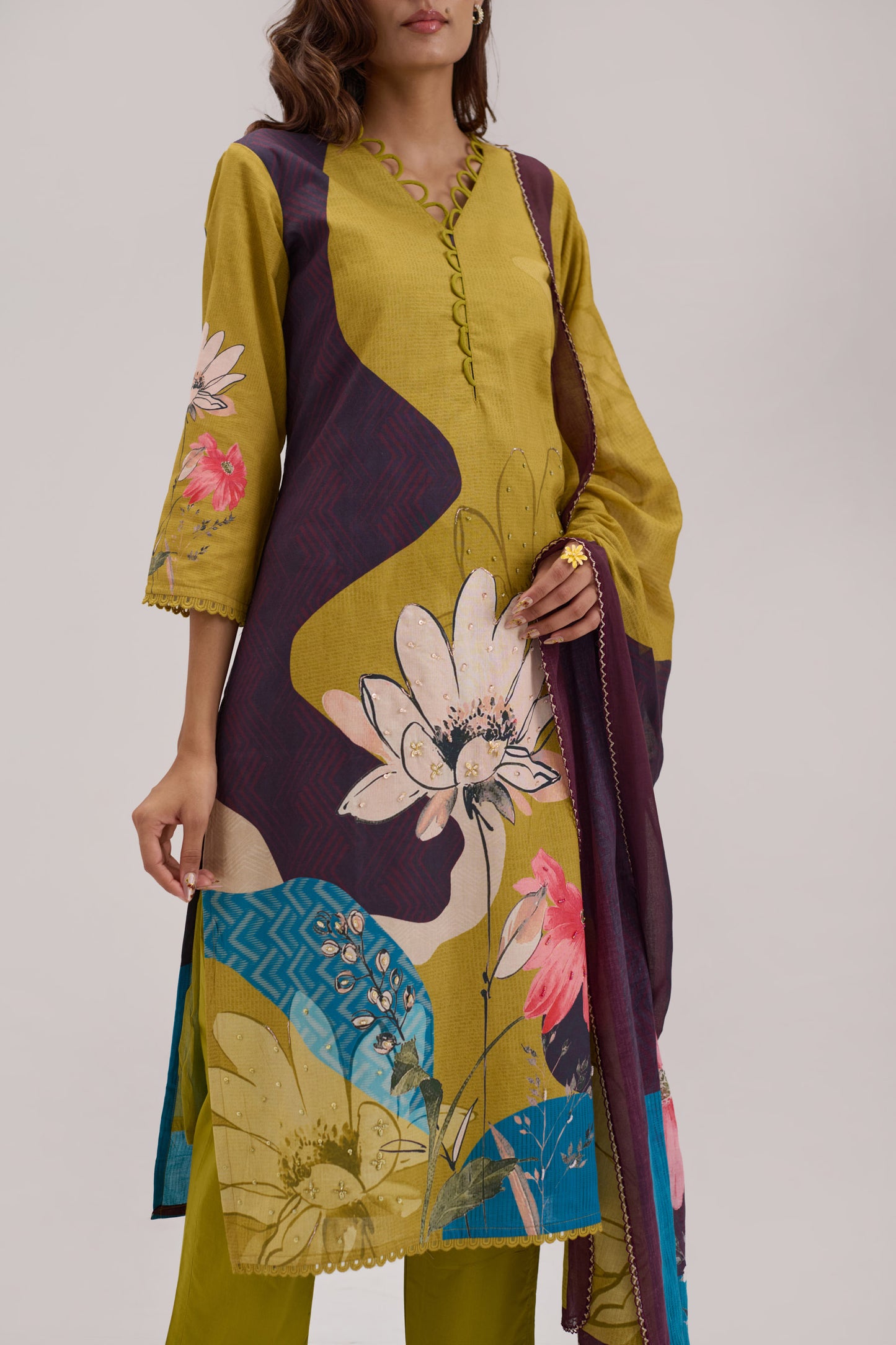 Kaya - Olive Green Cotton Cambric Kurta Set