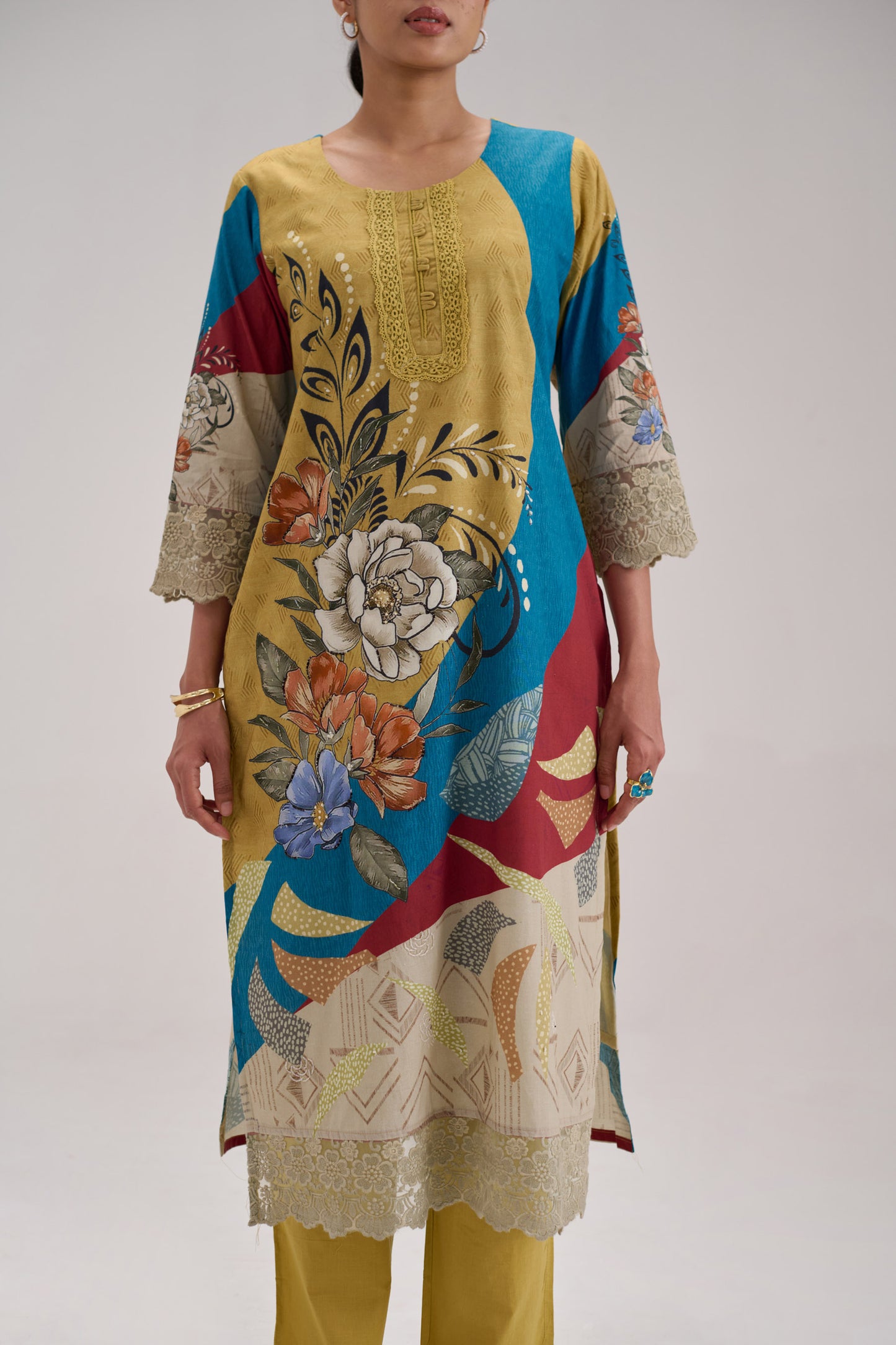 Kaya - Multi Color Cotton Cambric Kurta Set