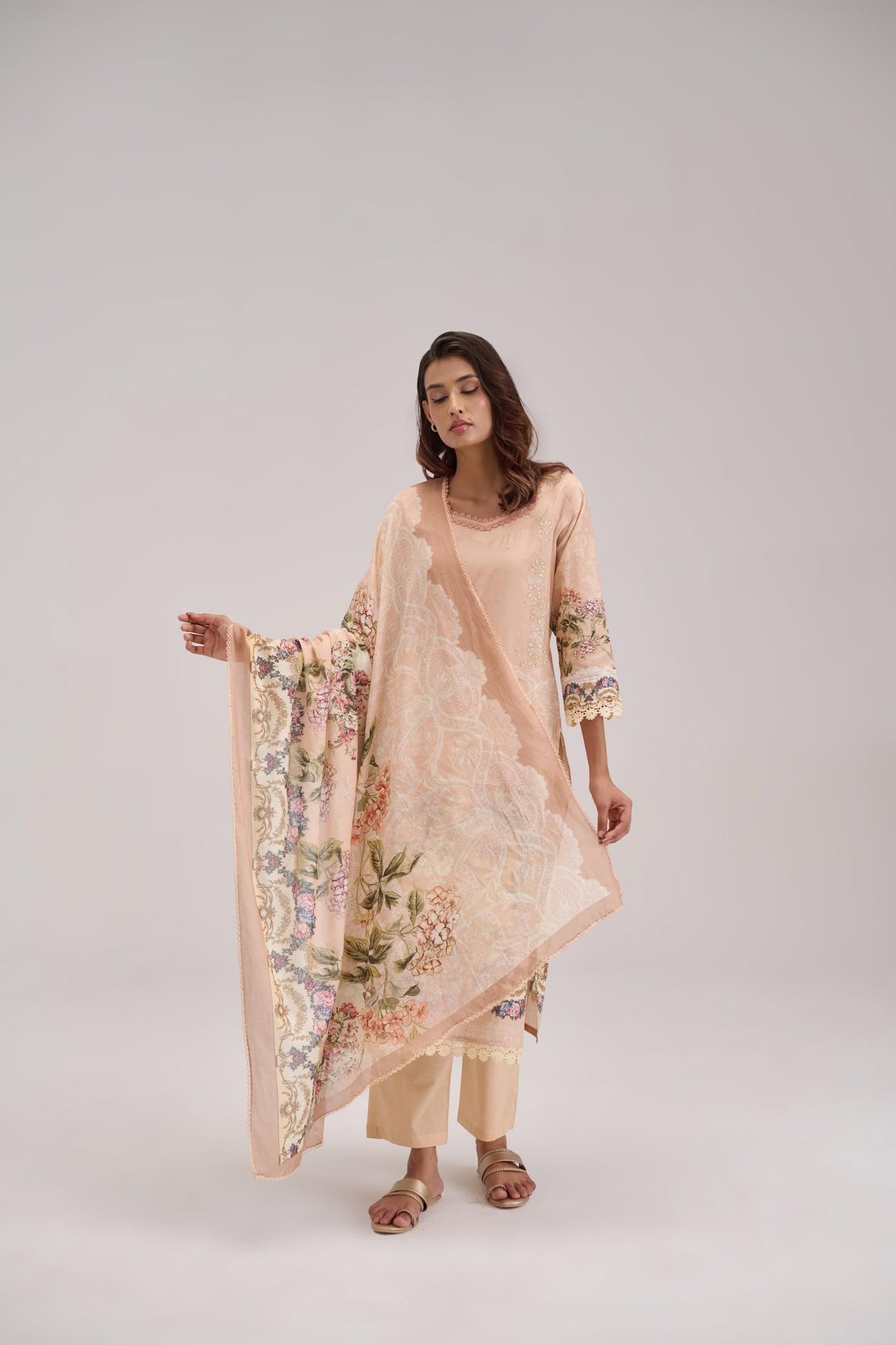 Mira - Soft Peach Cotton Cambric Kurta Set