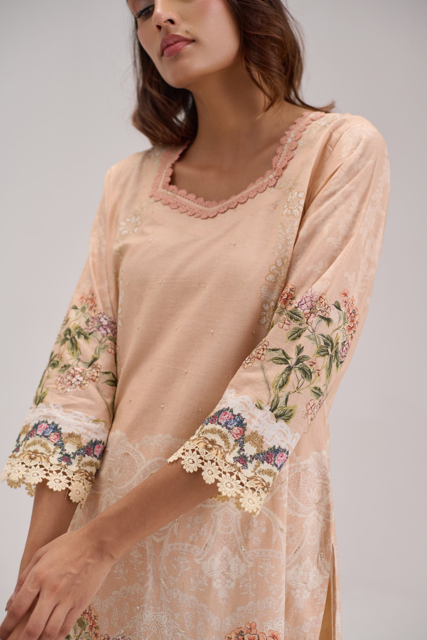 Mira - Soft Peach Cotton Cambric Kurta Set