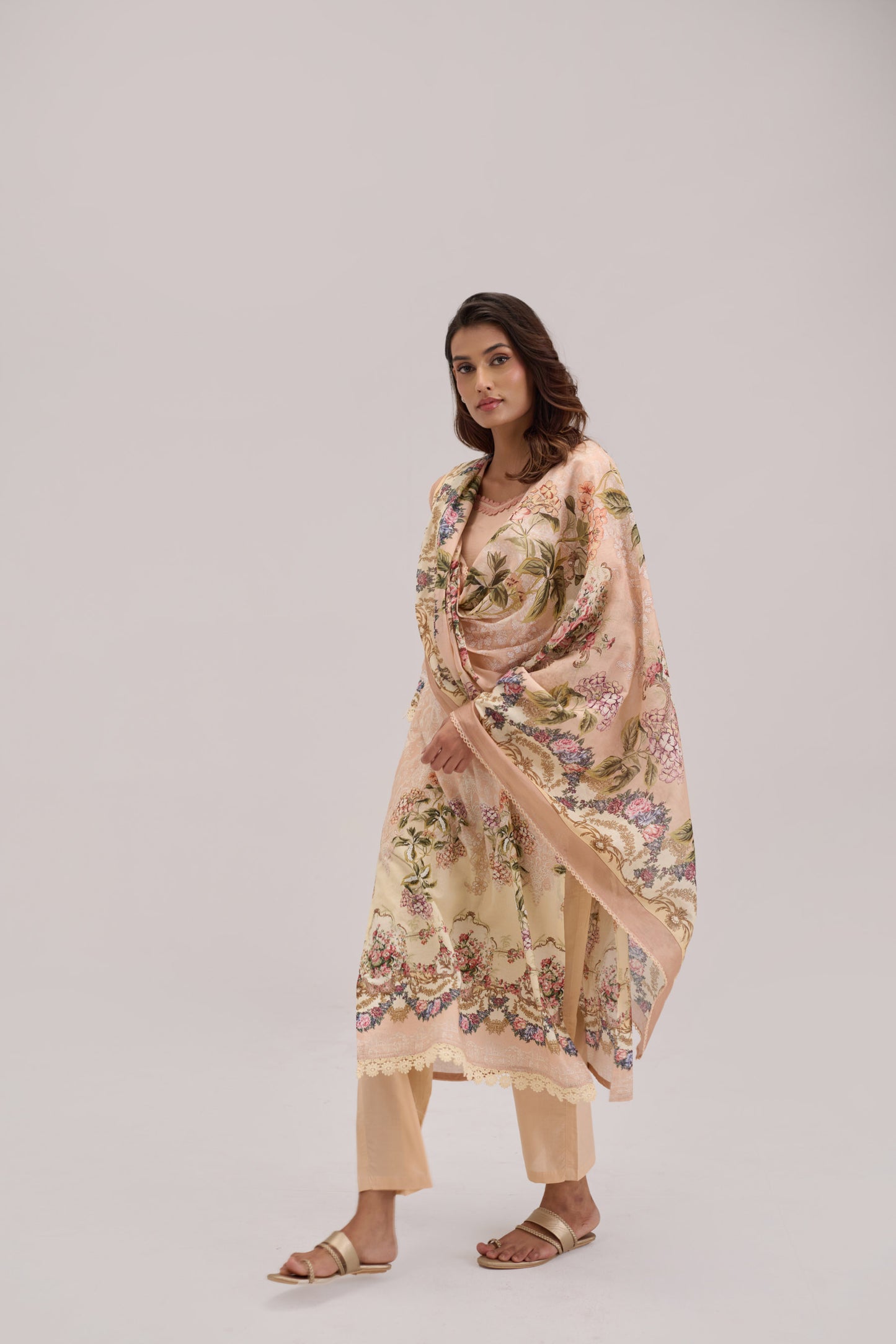Mira - Soft Peach Cotton Cambric Kurta Set
