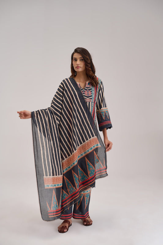 Mira - Black Cotton Cambric Coord Suit