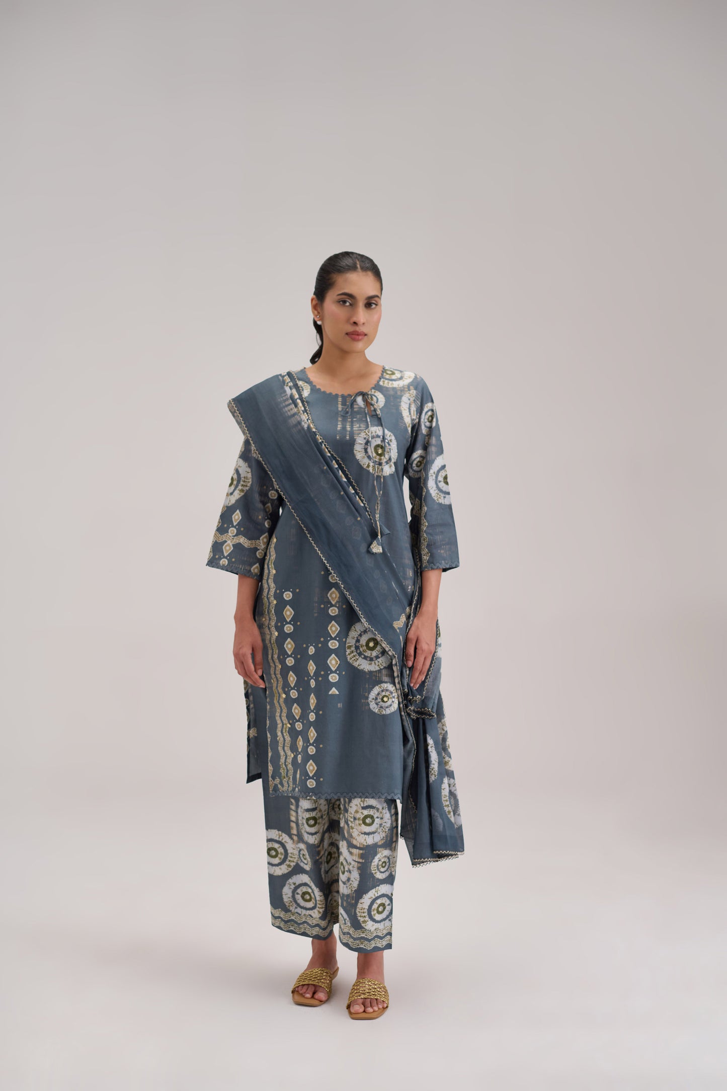 Mira - Grey Cotton Cambric Coord Suit
