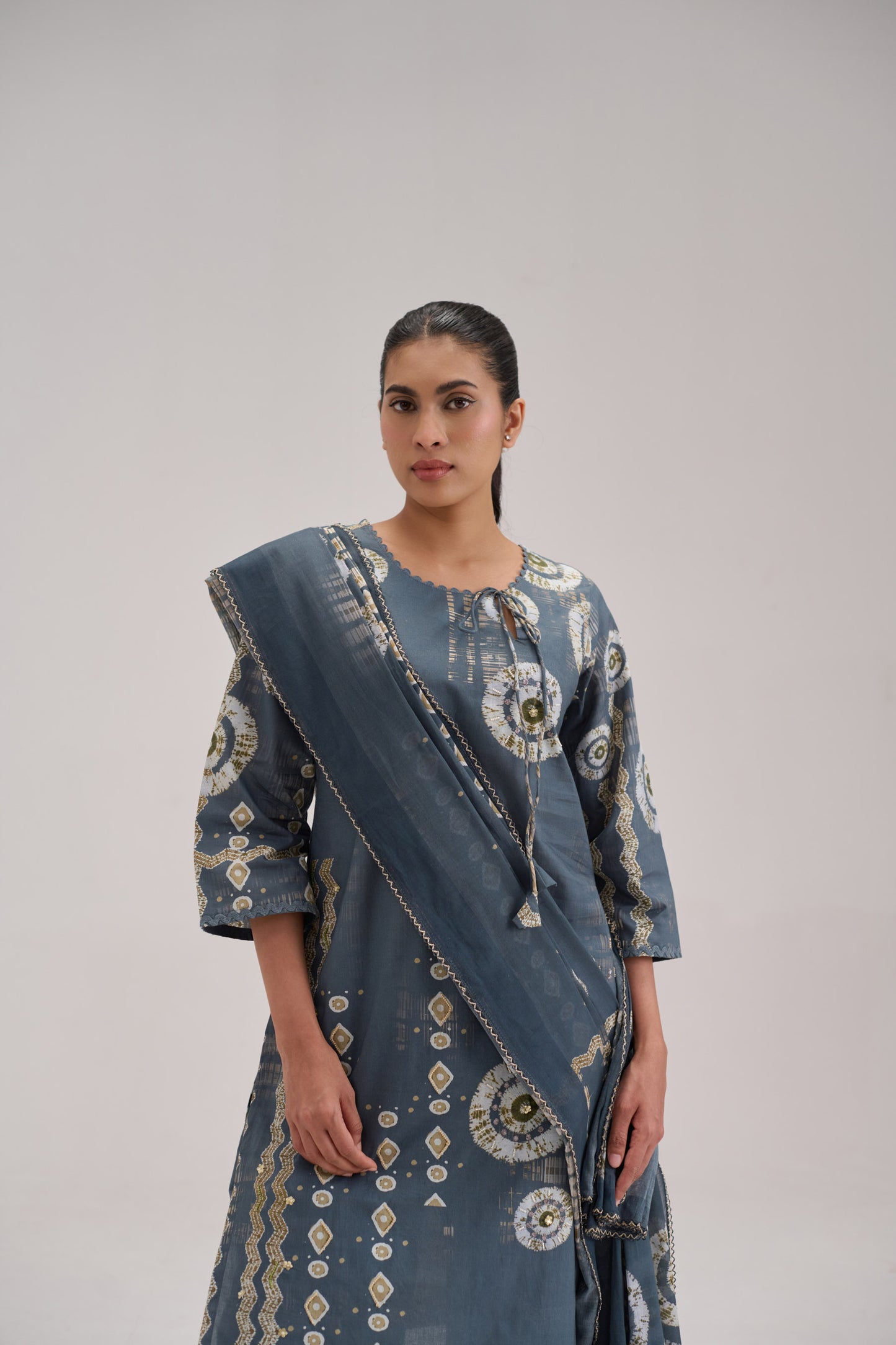 Mira - Grey Cotton Cambric Coord Suit
