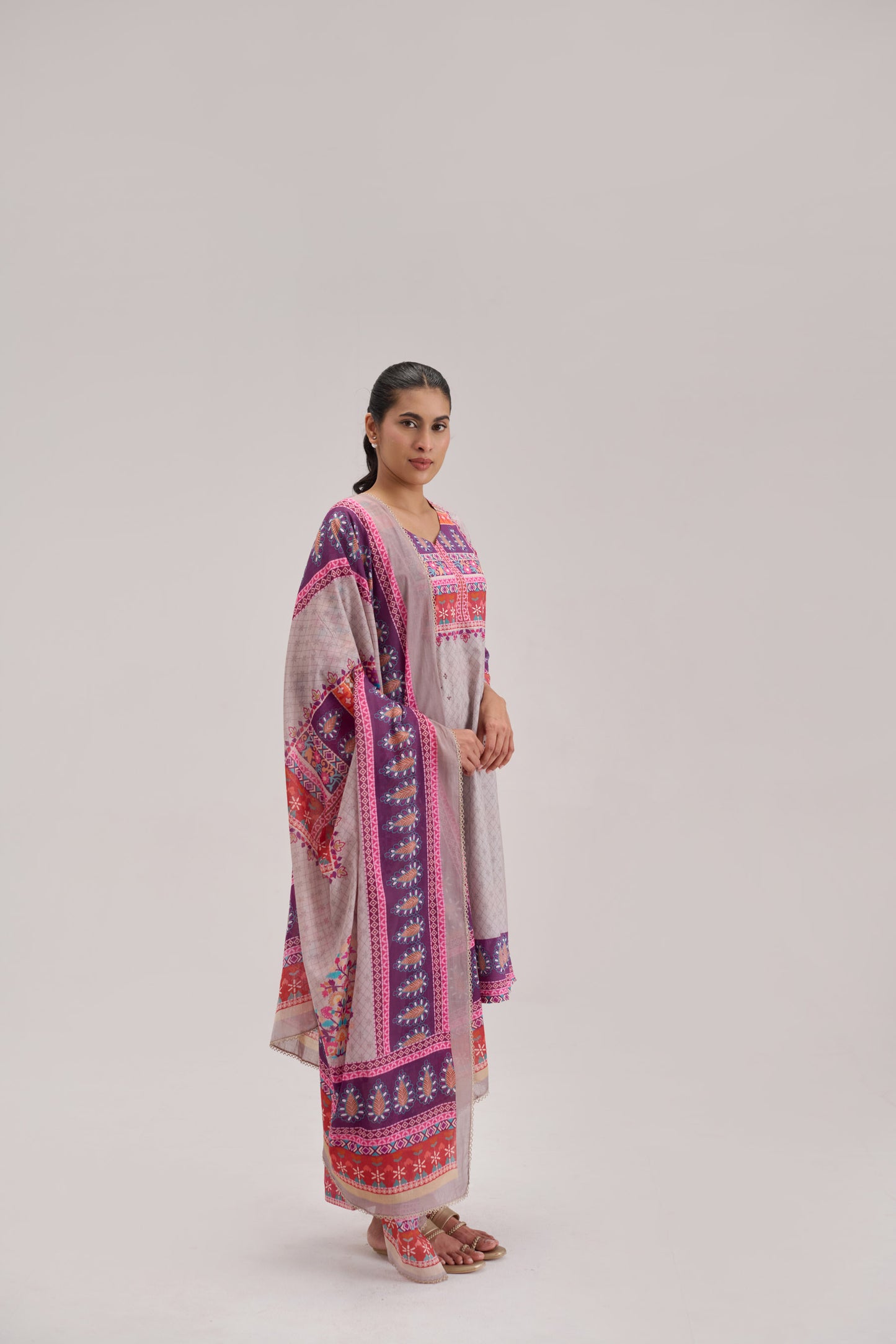 Mira - Pastle Grey Cotton Cambric Coord Suit