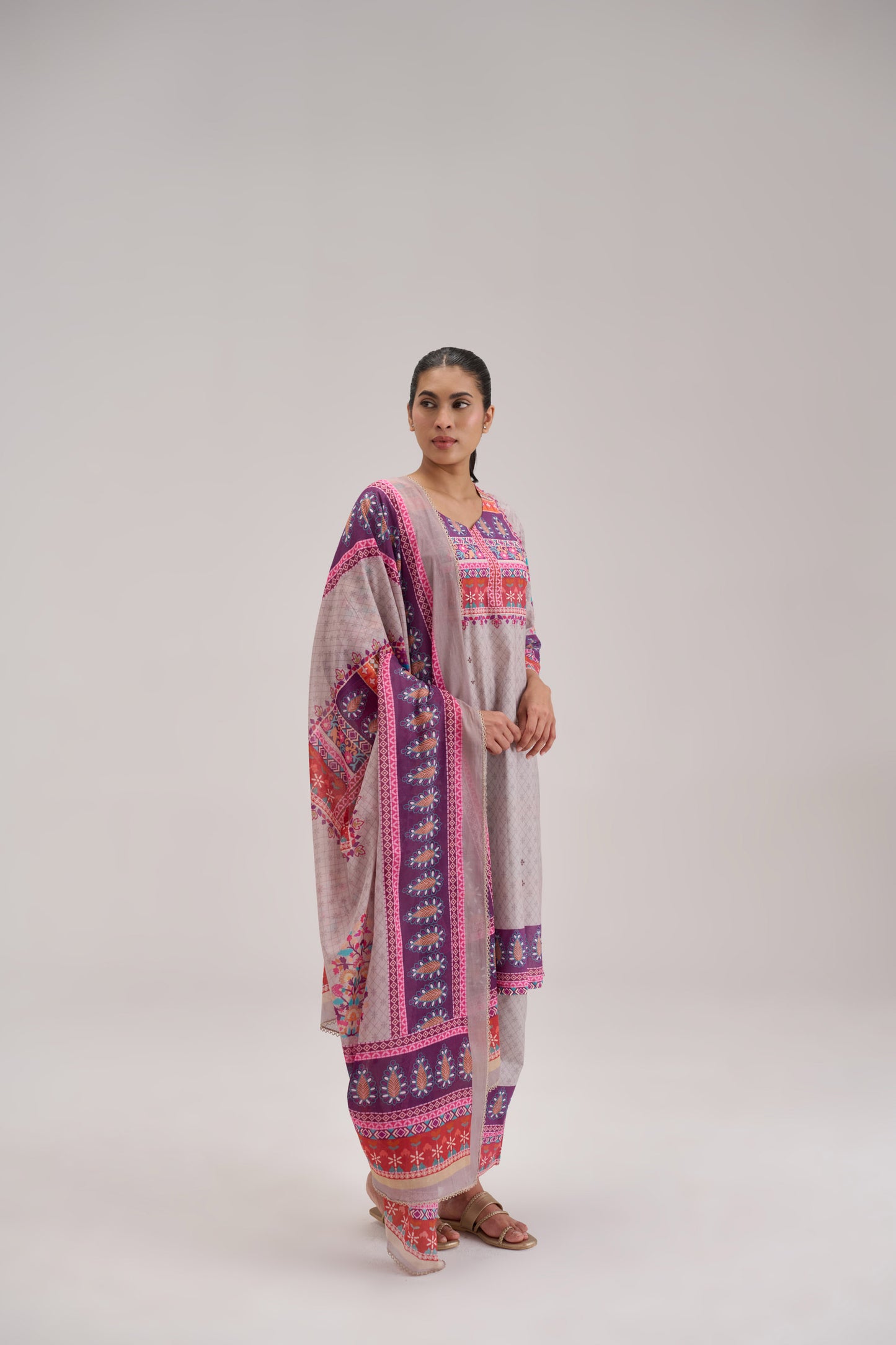 Mira - Pastle Grey Cotton Cambric Coord Suit
