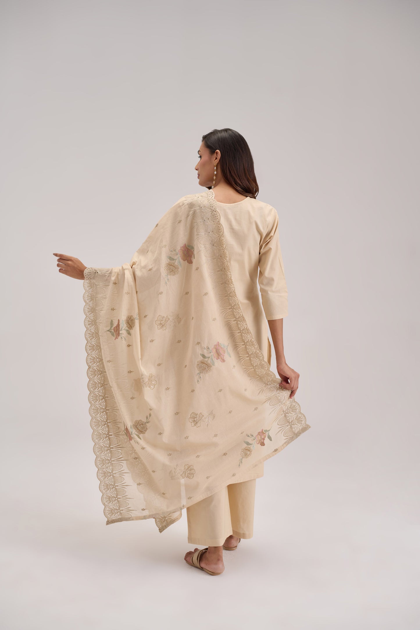 Gitanjali - Beige Cotton Cambric Suit Set
