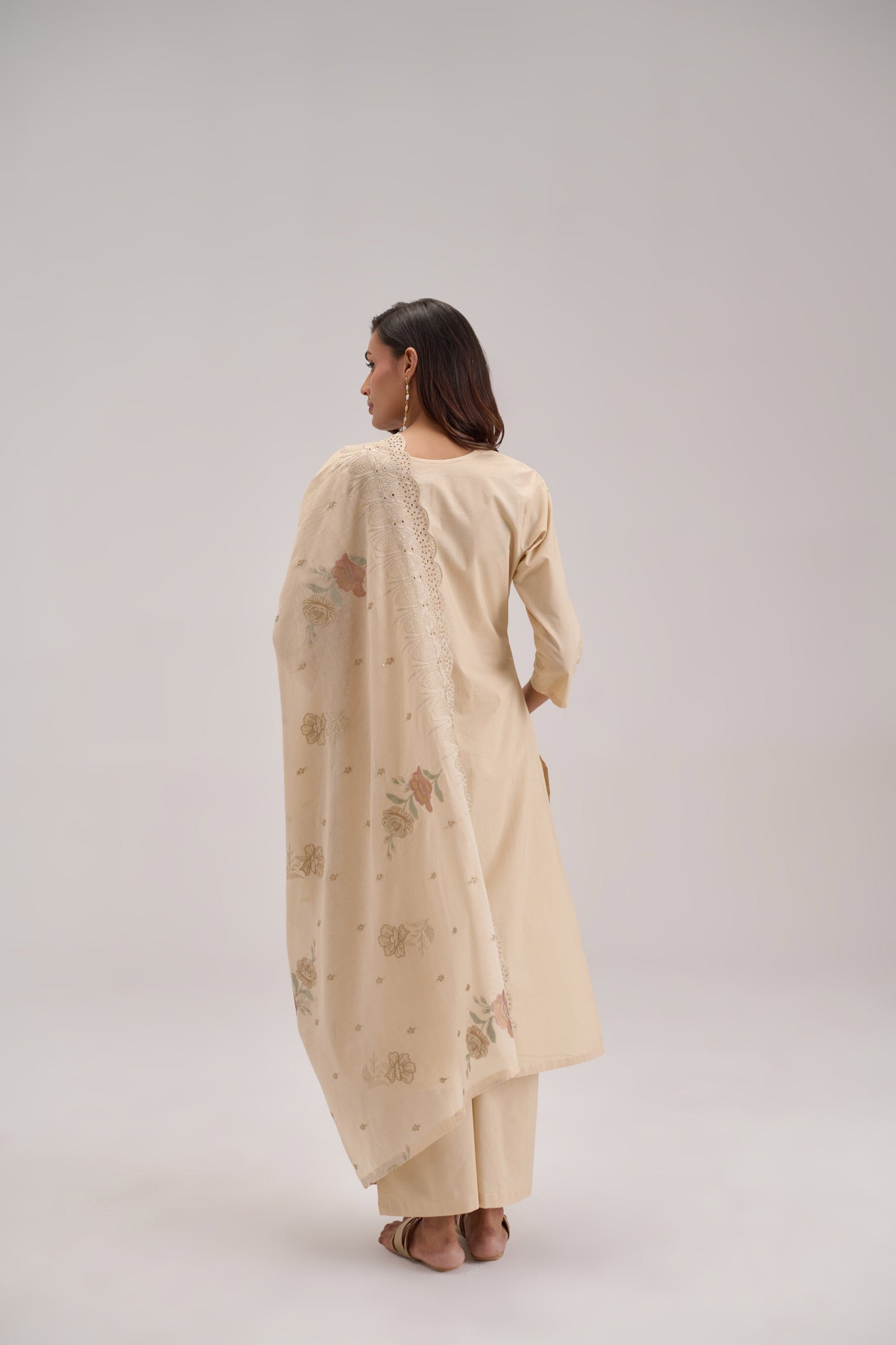 Gitanjali - Beige Cotton Cambric Suit Set