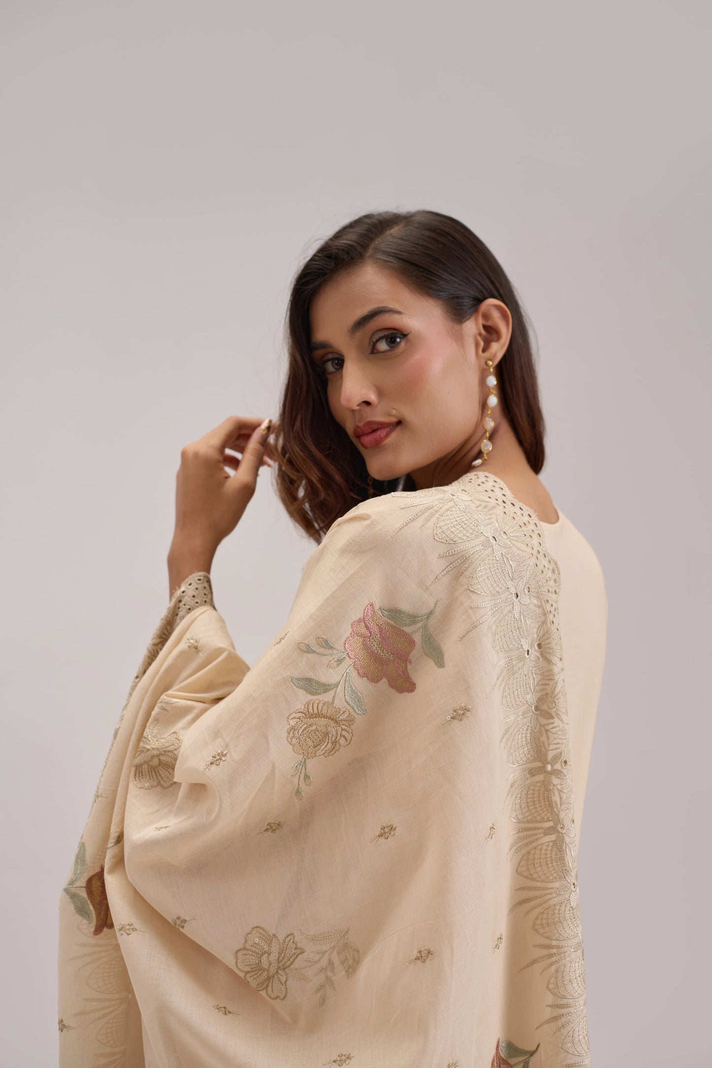 Gitanjali - Beige Cotton Cambric Suit Set
