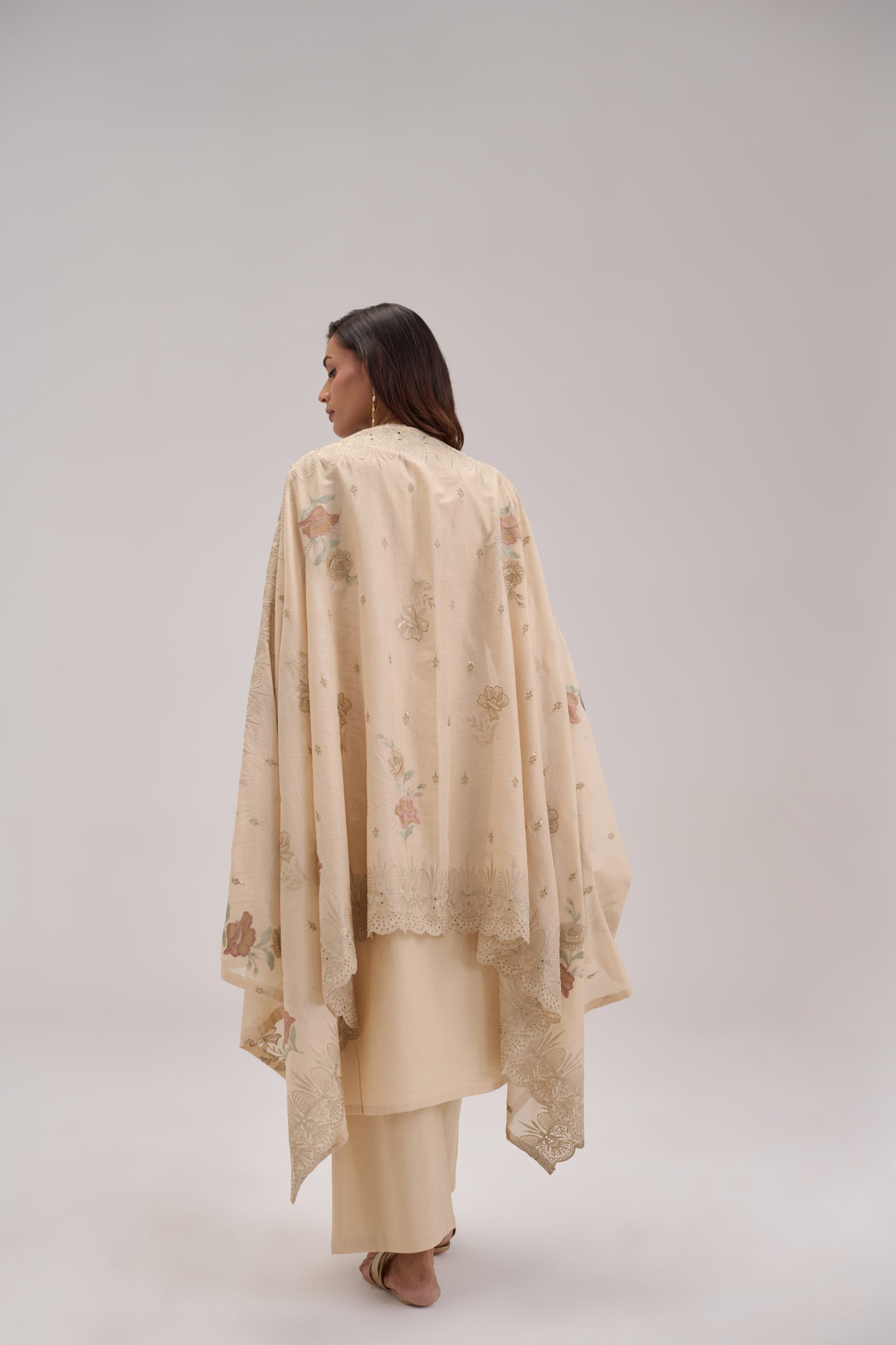 Gitanjali - Beige Cotton Cambric Suit Set