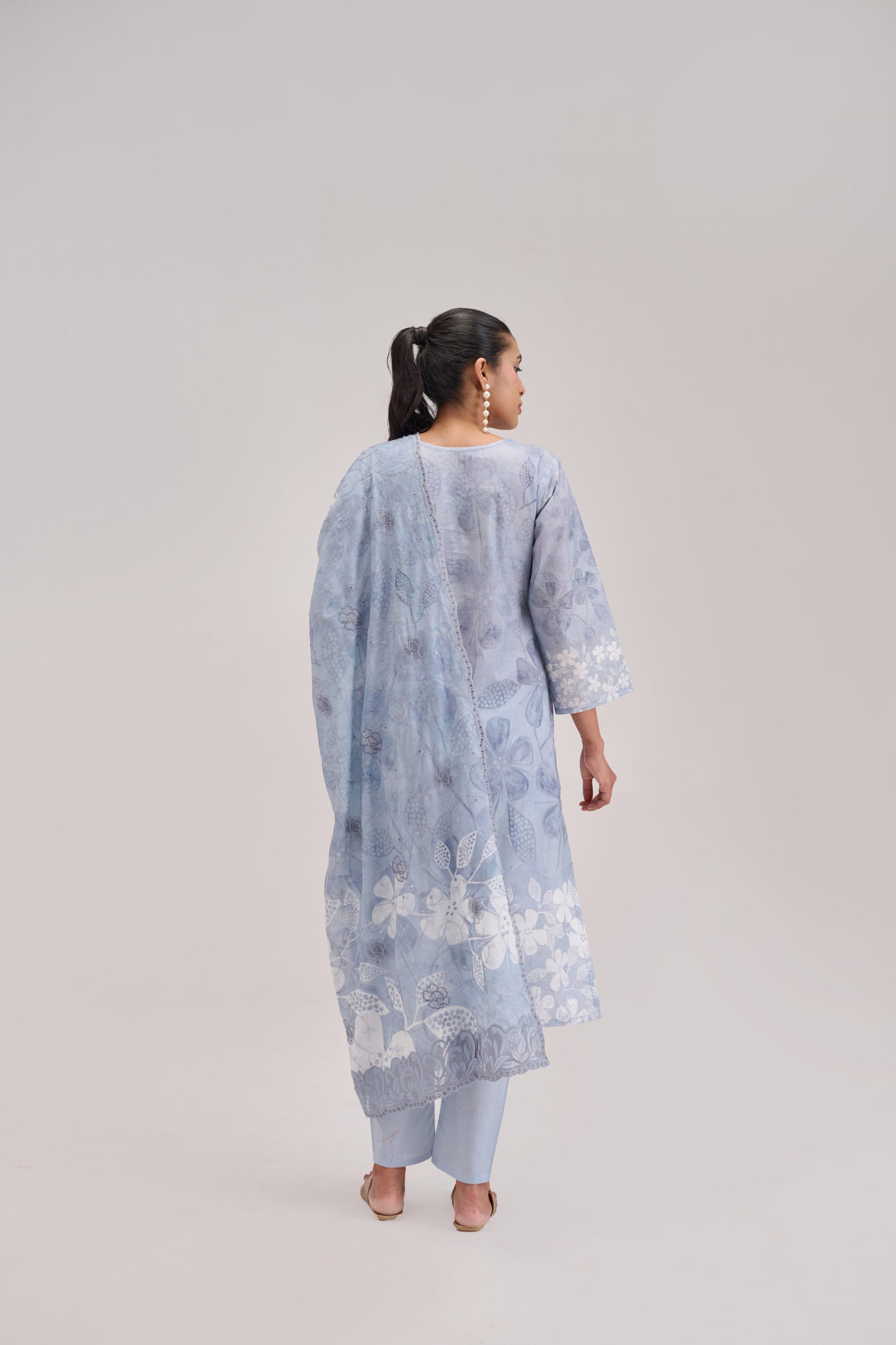 Gitanjali - Sky Grey Cotton Cambric Suit Set