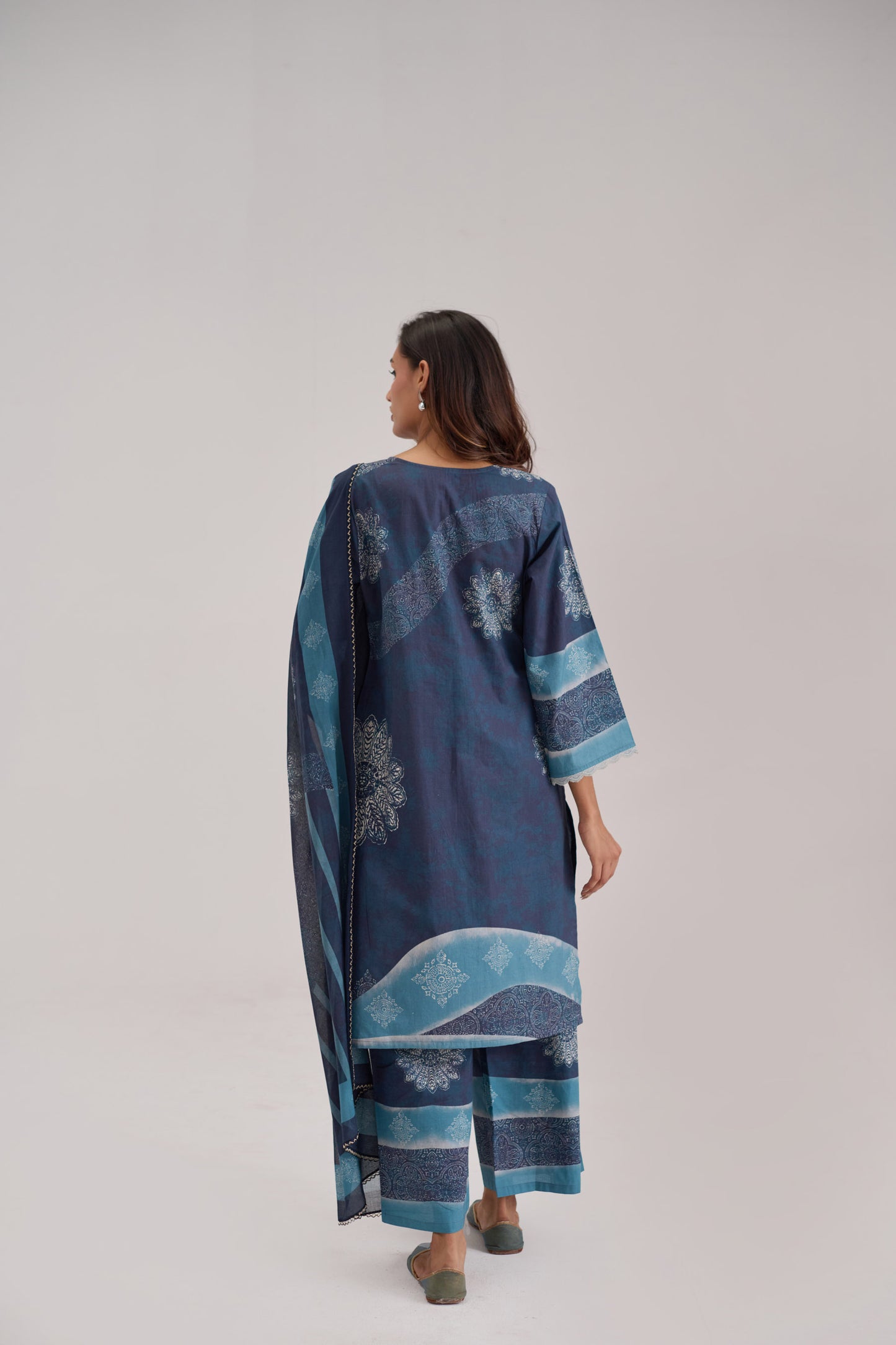 Gitanjali - Navy Blue Cotton Cambric Coord Suit