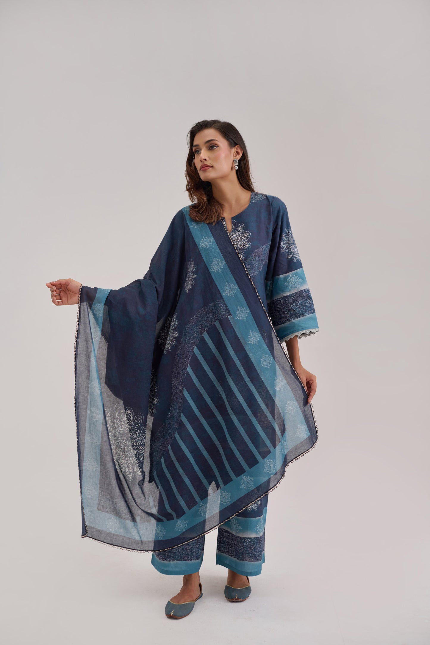 Gitanjali - Navy Blue Cotton Cambric Coord Suit
