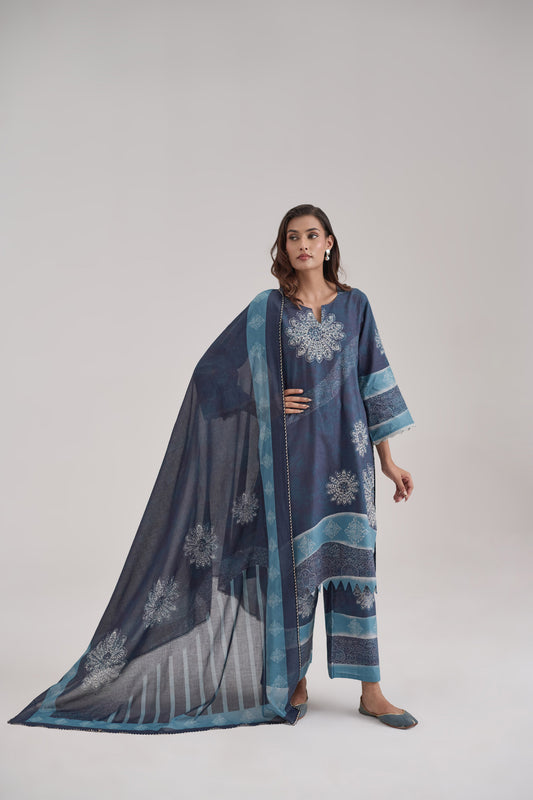Gitanjali - Navy Blue Cotton Cambric Coord Suit