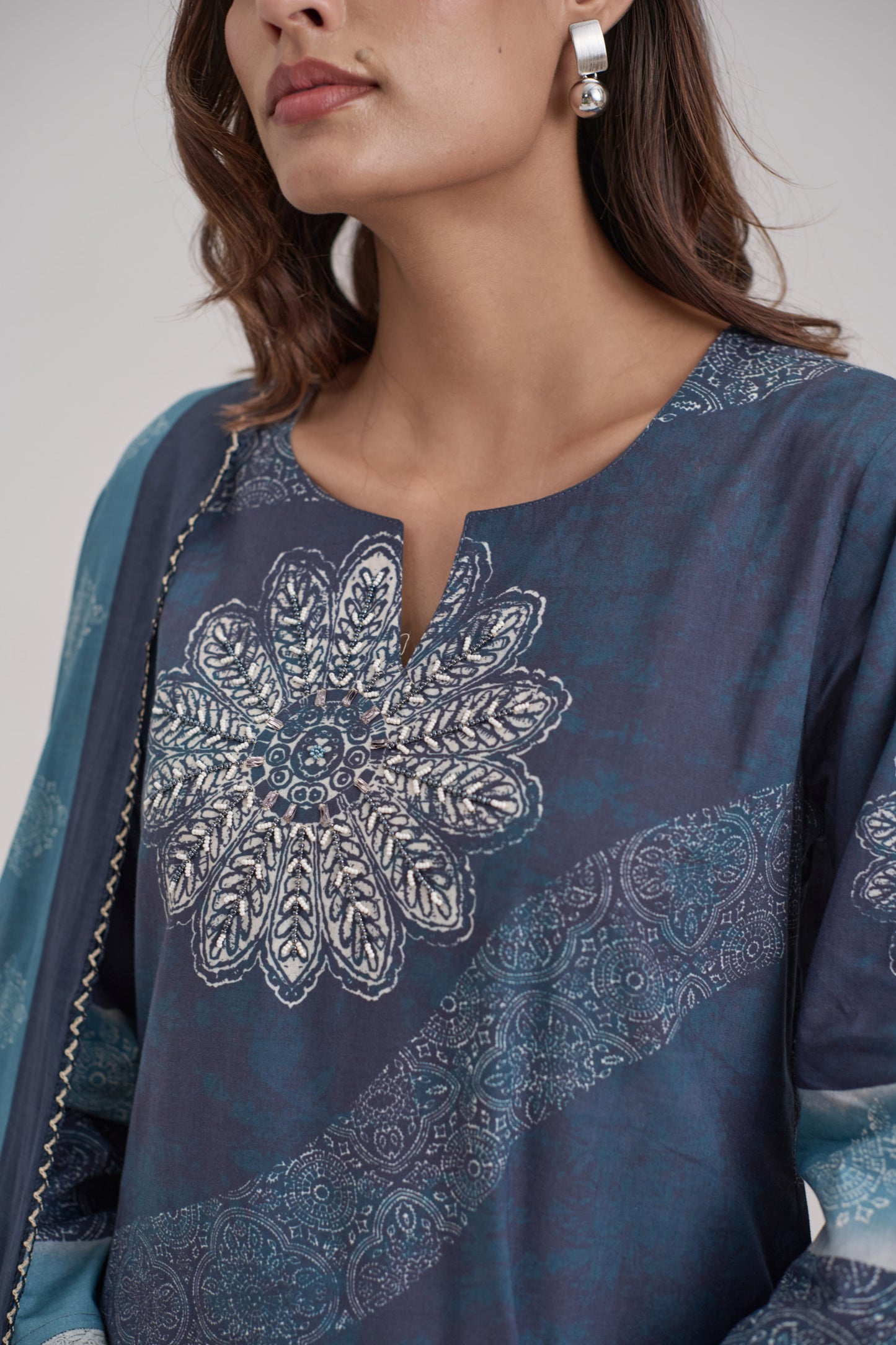 Gitanjali - Navy Blue Cotton Cambric Coord Suit