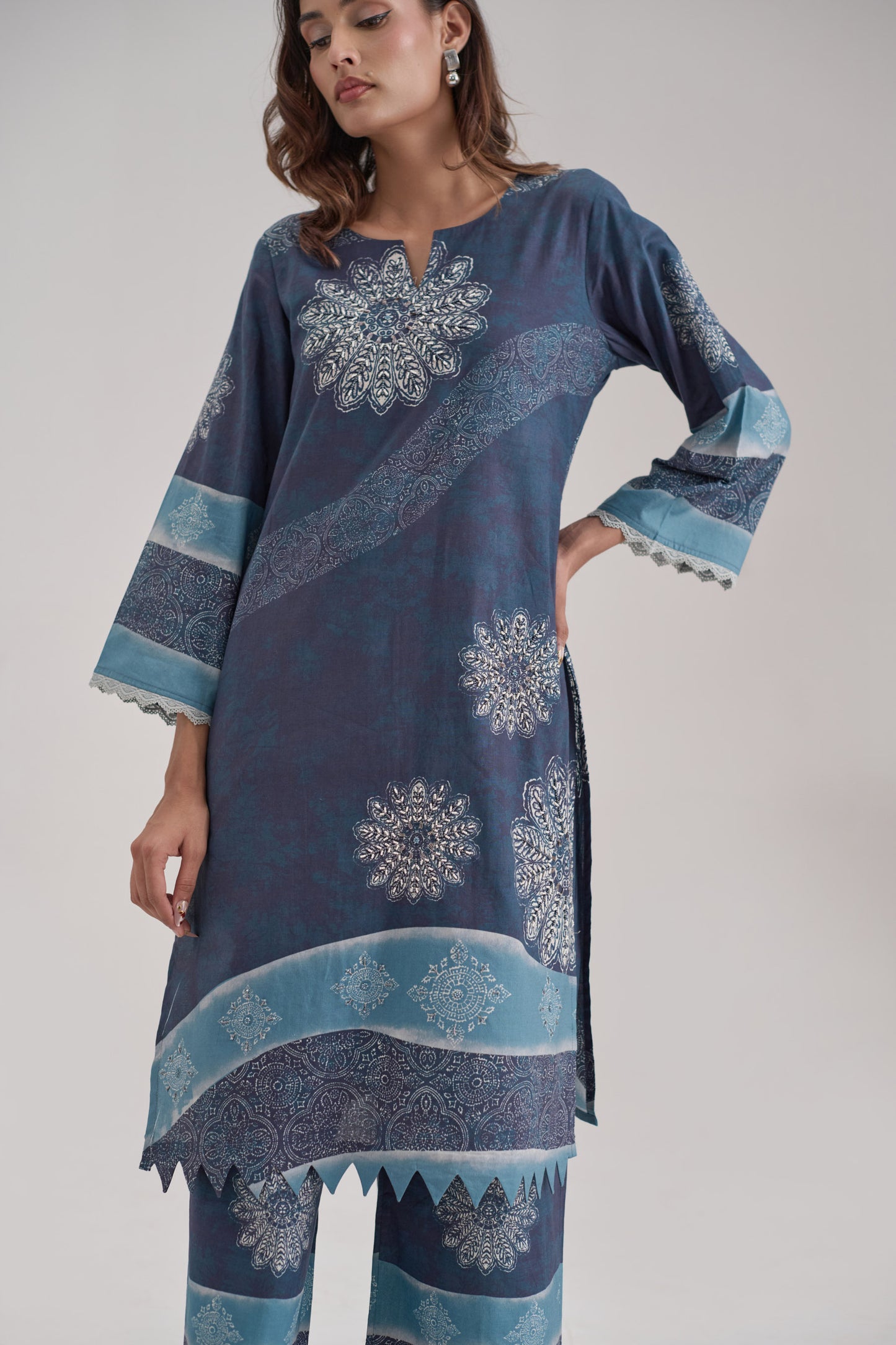 Gitanjali - Navy Blue Cotton Cambric Coord Suit