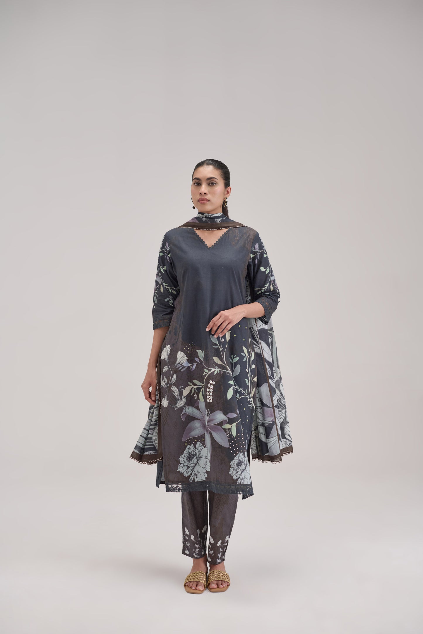 Gitanjali - Black Cotton Cambric Kurta Set
