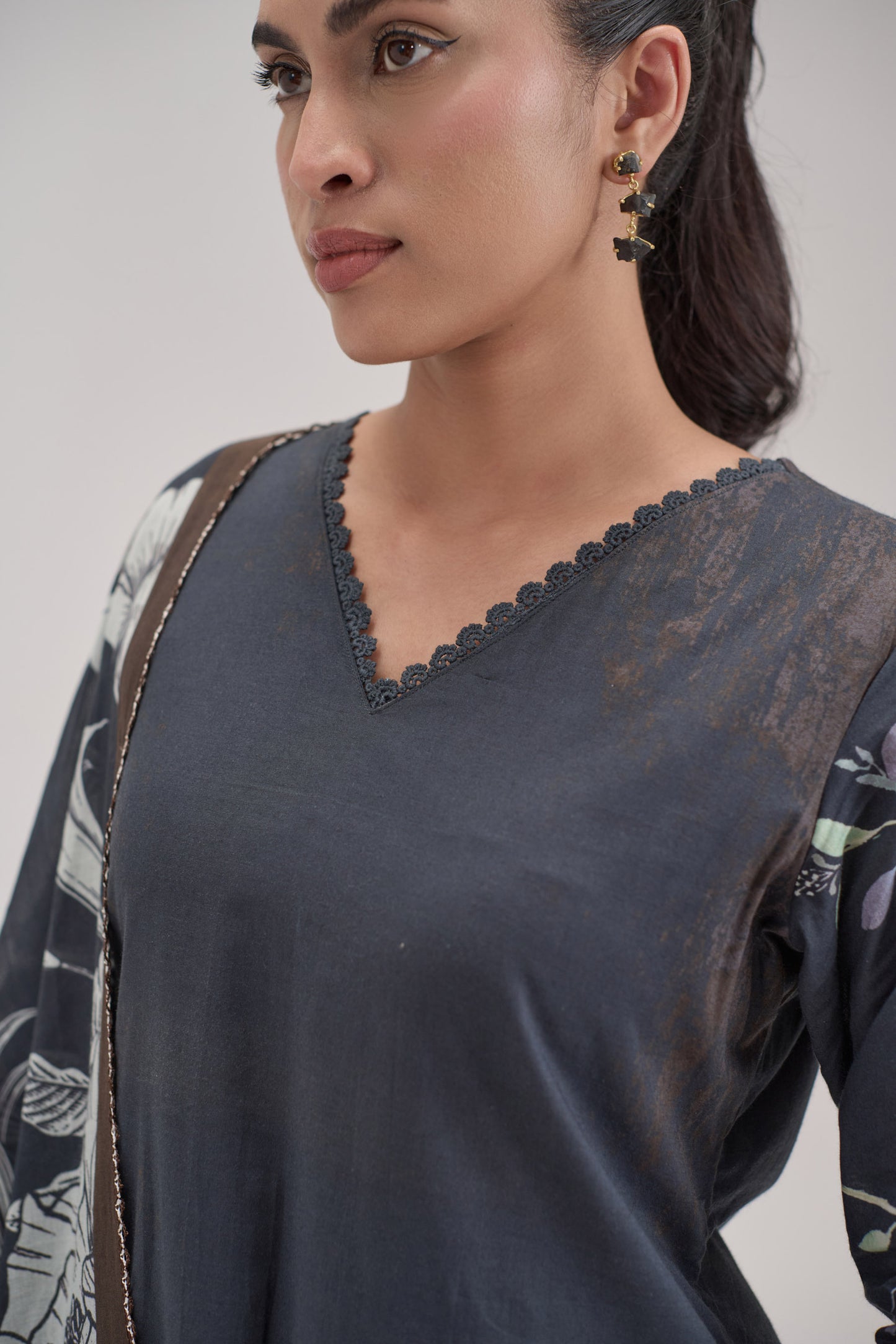 Gitanjali - Black Cotton Cambric Kurta Set