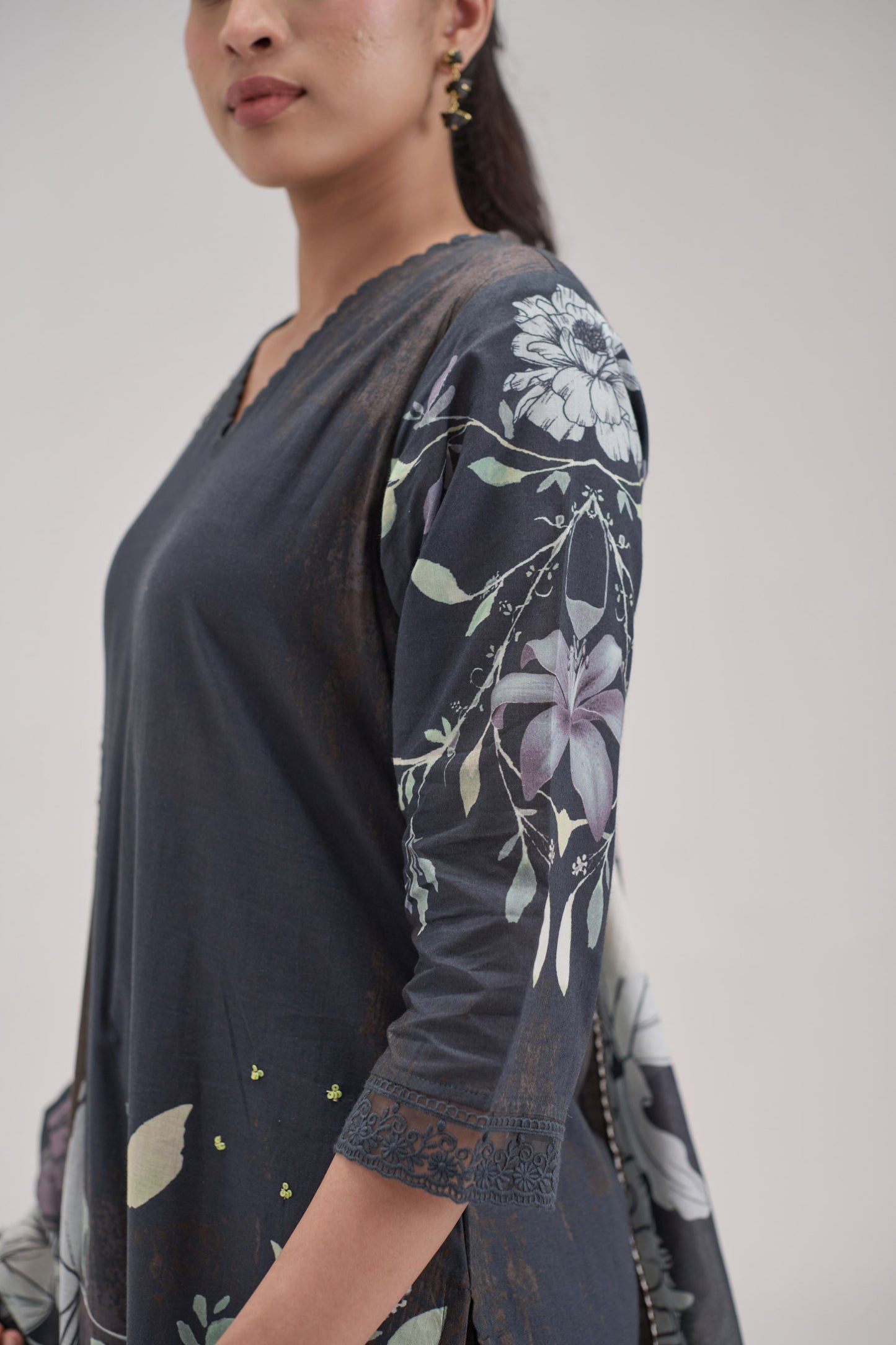 Gitanjali - Black Cotton Cambric Kurta Set