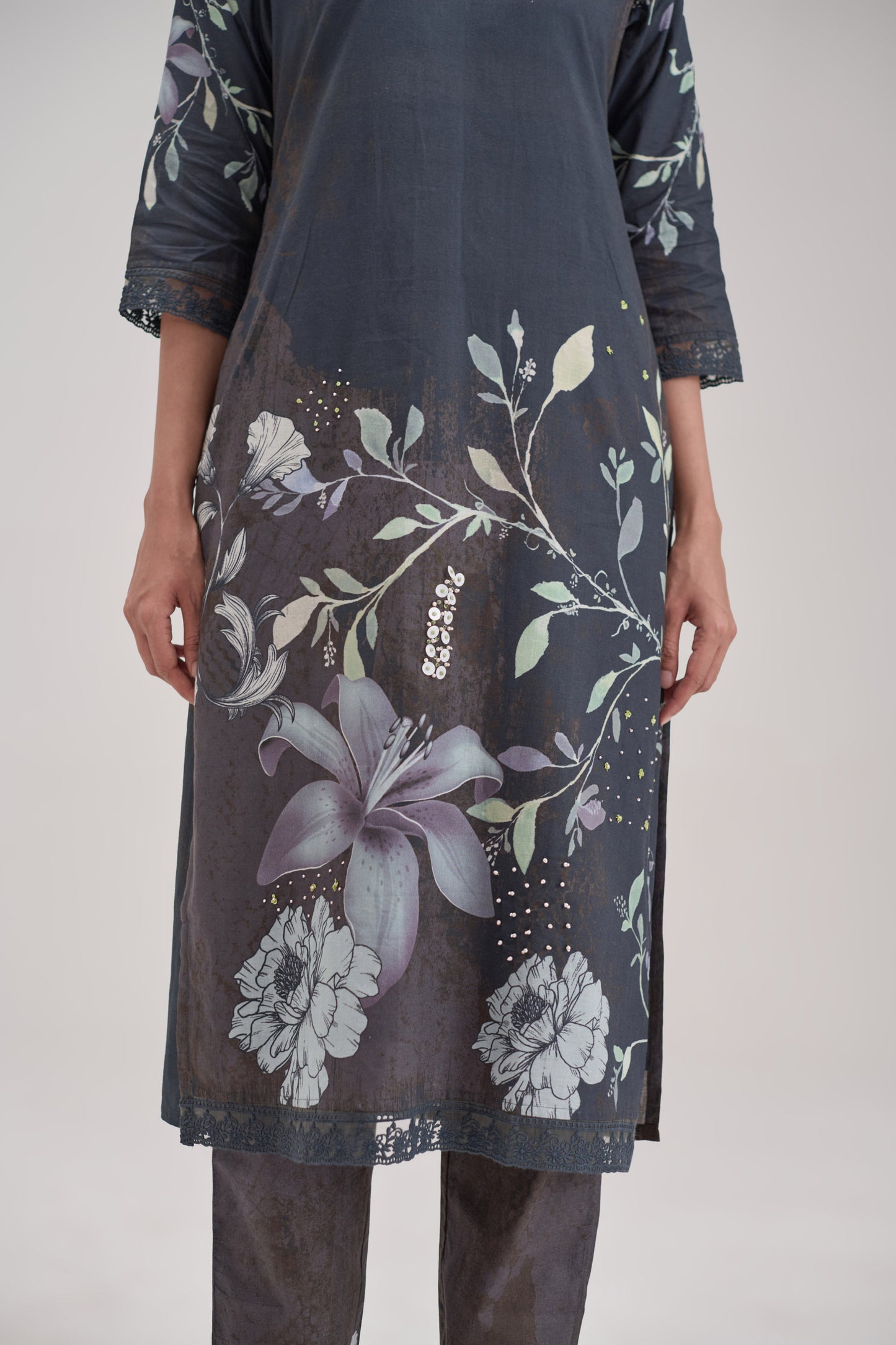 Gitanjali - Black Cotton Cambric Kurta Set