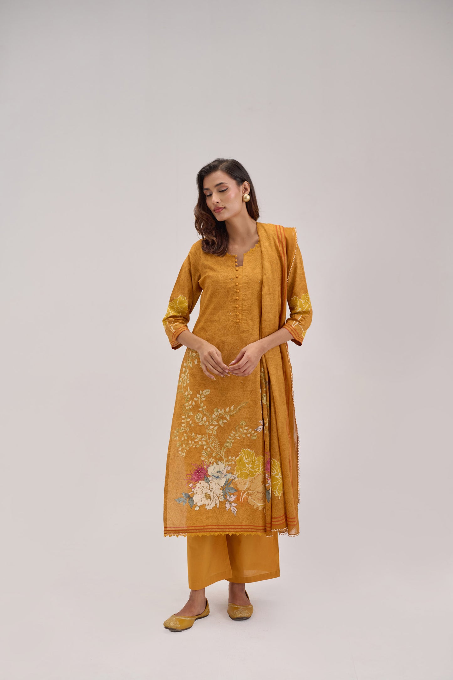Gitanjali - Mustard Cotton Cambric Kurta Set