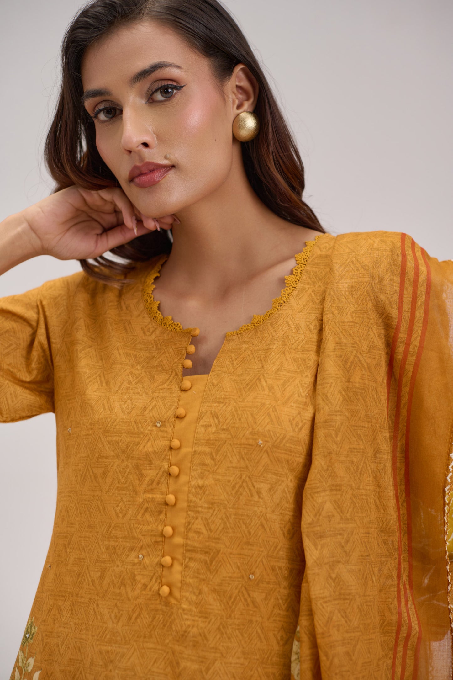 Gitanjali - Mustard Cotton Cambric Kurta Set