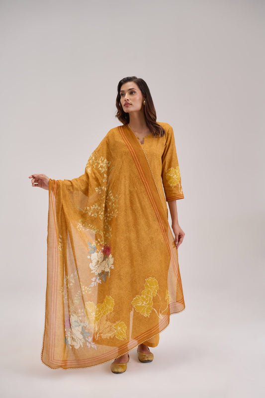 Gitanjali - Mustard Cotton Cambric Kurta Set