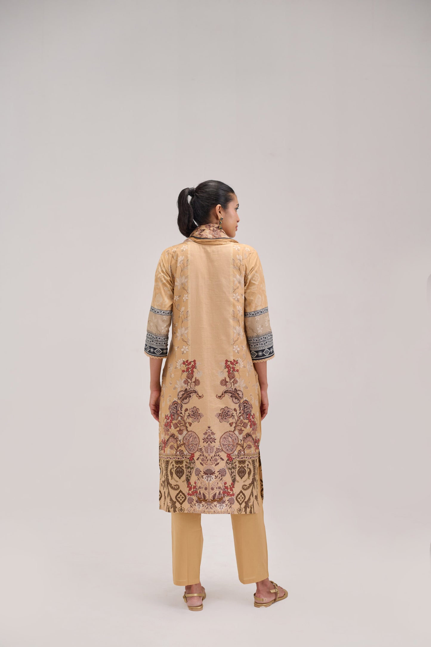 Gitanjali - Honey Beige Cotton Cambric Kurta Set