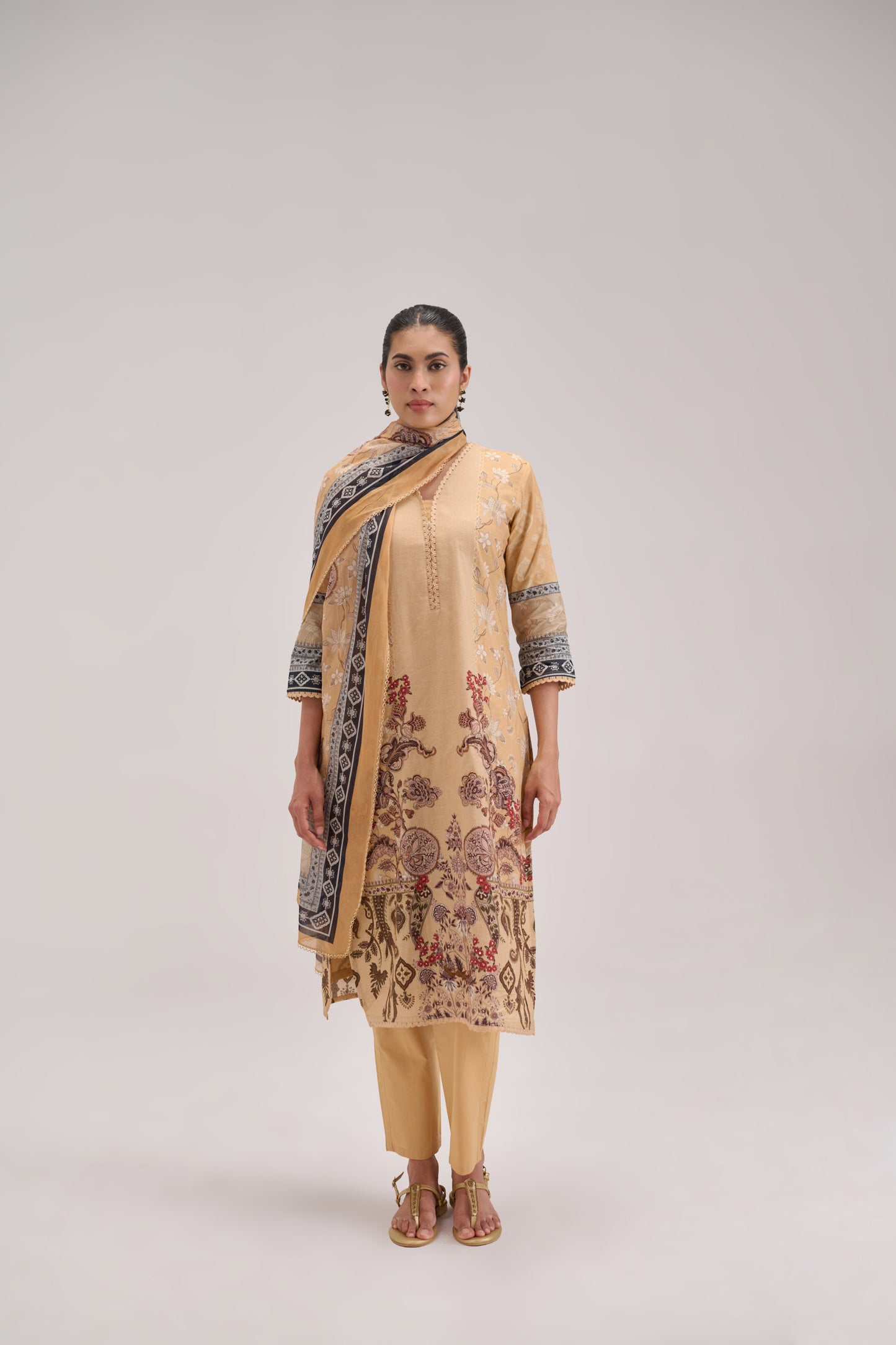 Gitanjali - Honey Beige Cotton Cambric Kurta Set