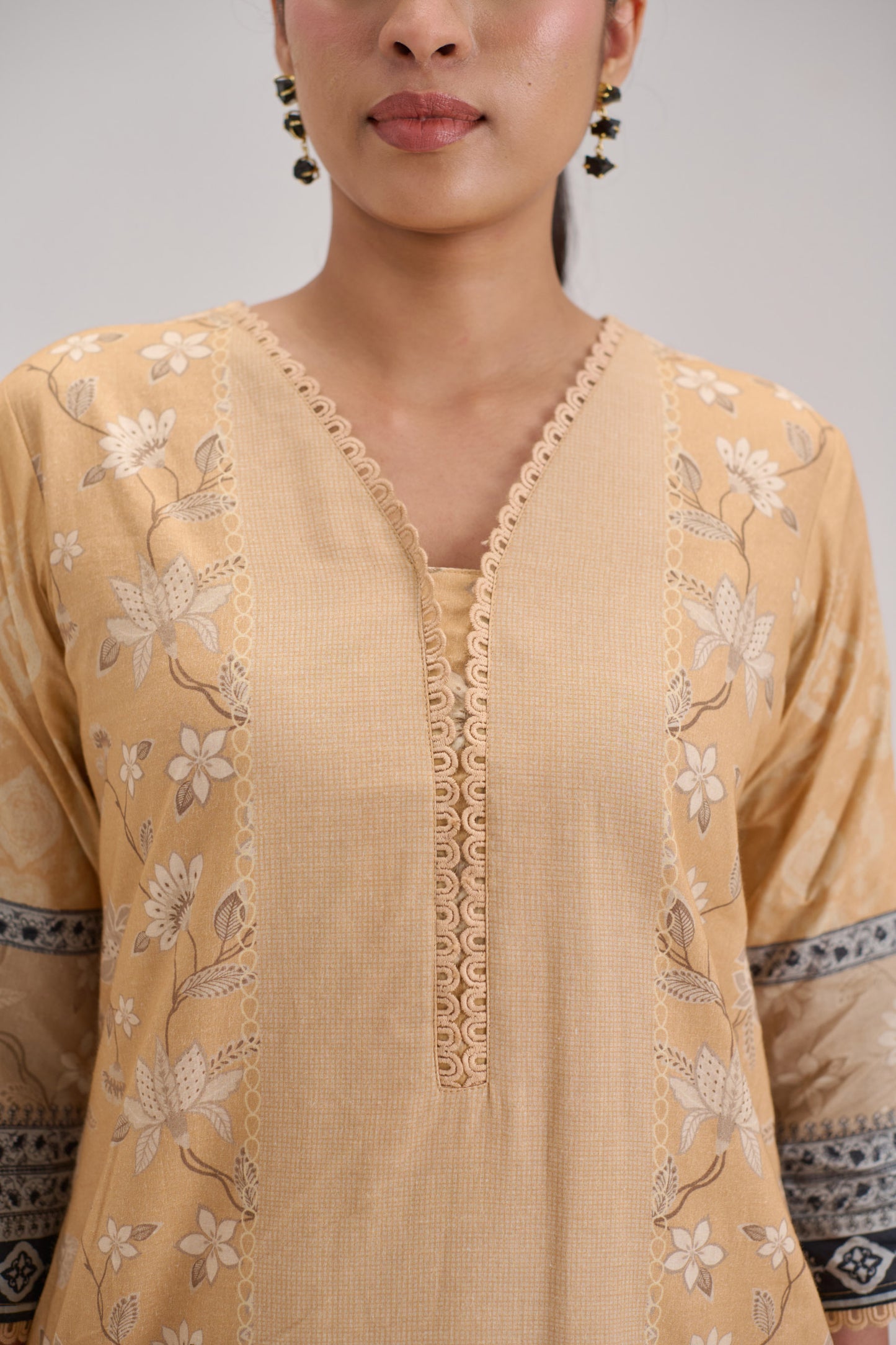 Gitanjali - Honey Beige Cotton Cambric Kurta Set