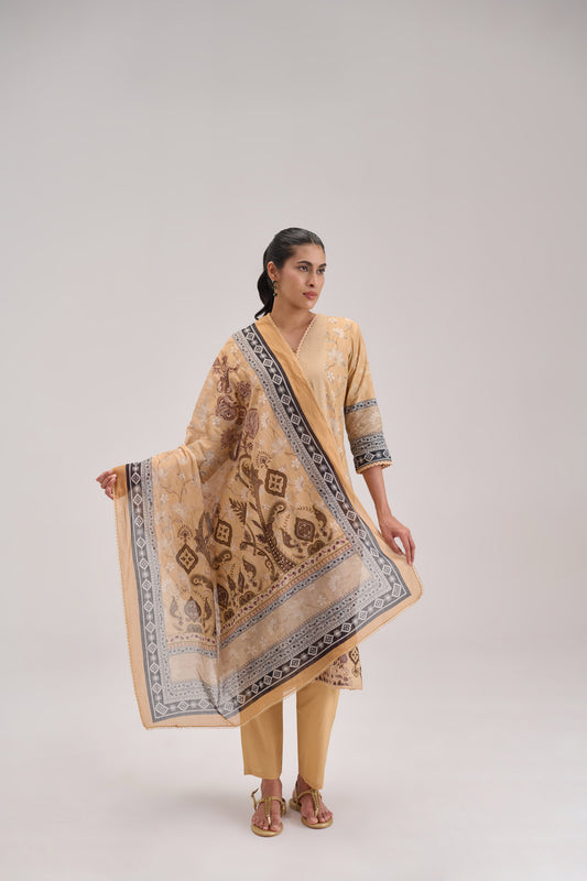 Gitanjali - Honey Beige Cotton Cambric Kurta Set
