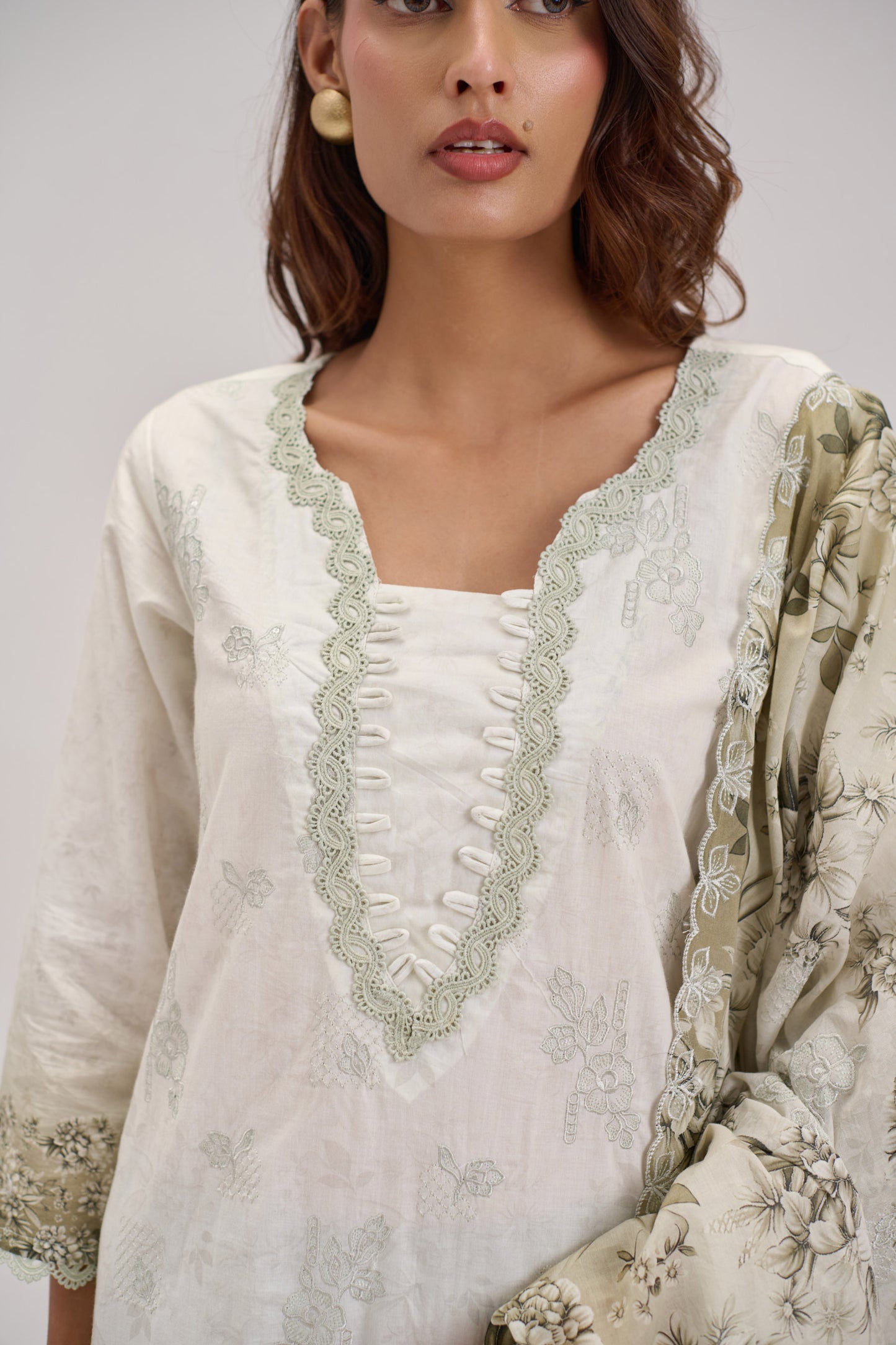Gitanjali - Light Mint Cotton Cambric Suit Set