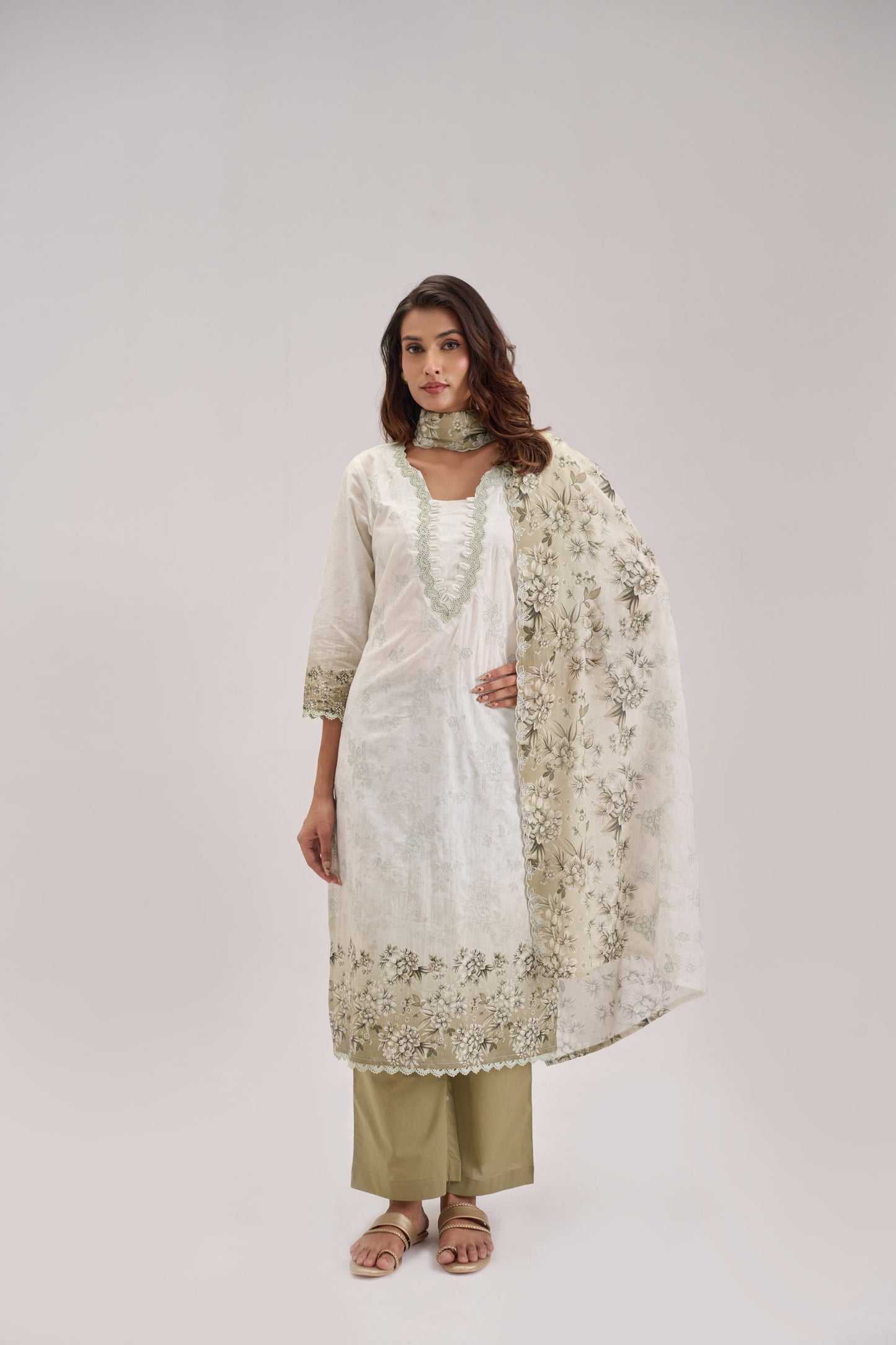 Gitanjali - Light Mint Cotton Cambric Suit Set