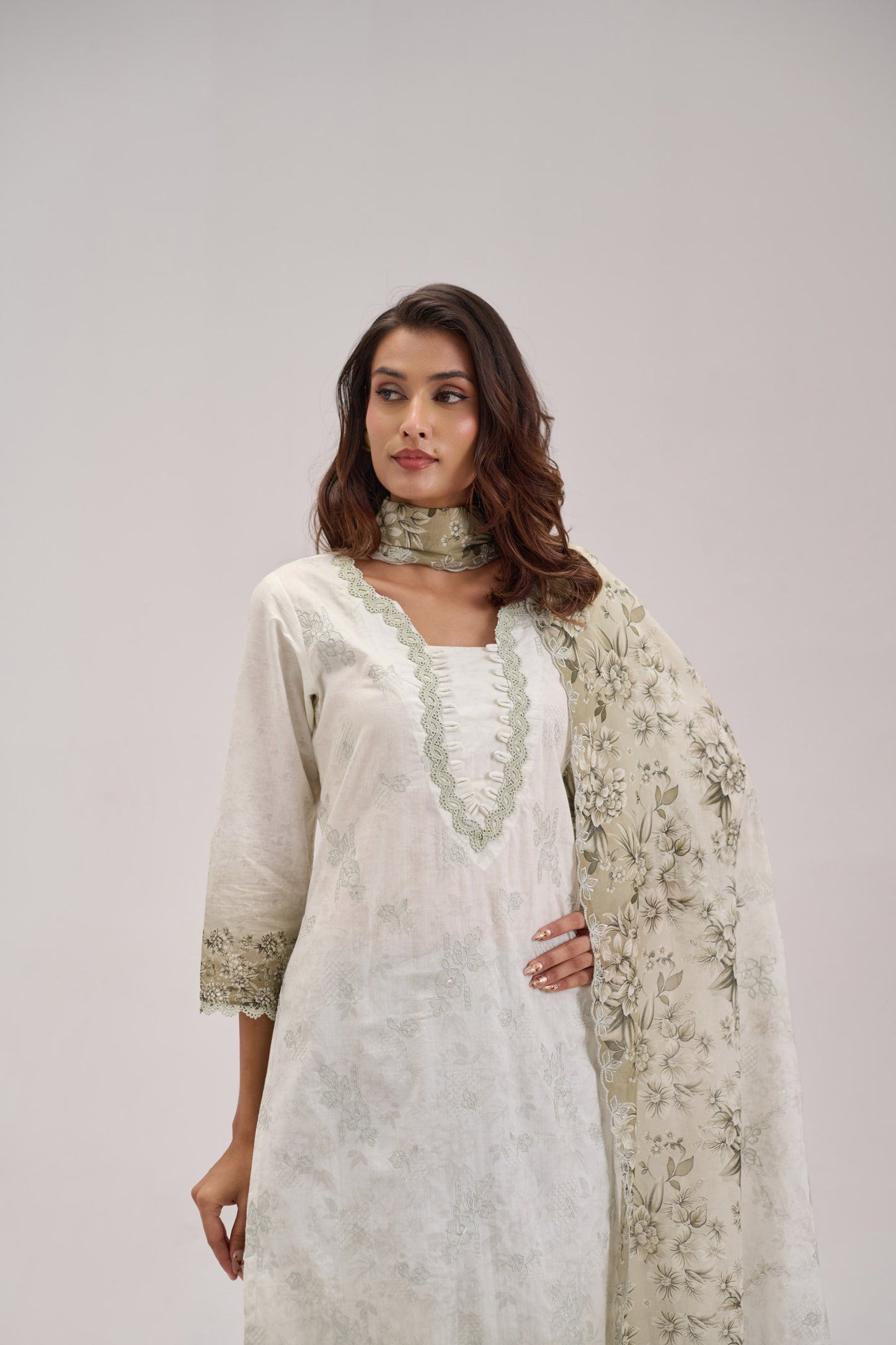 Gitanjali - Light Mint Cotton Cambric Suit Set