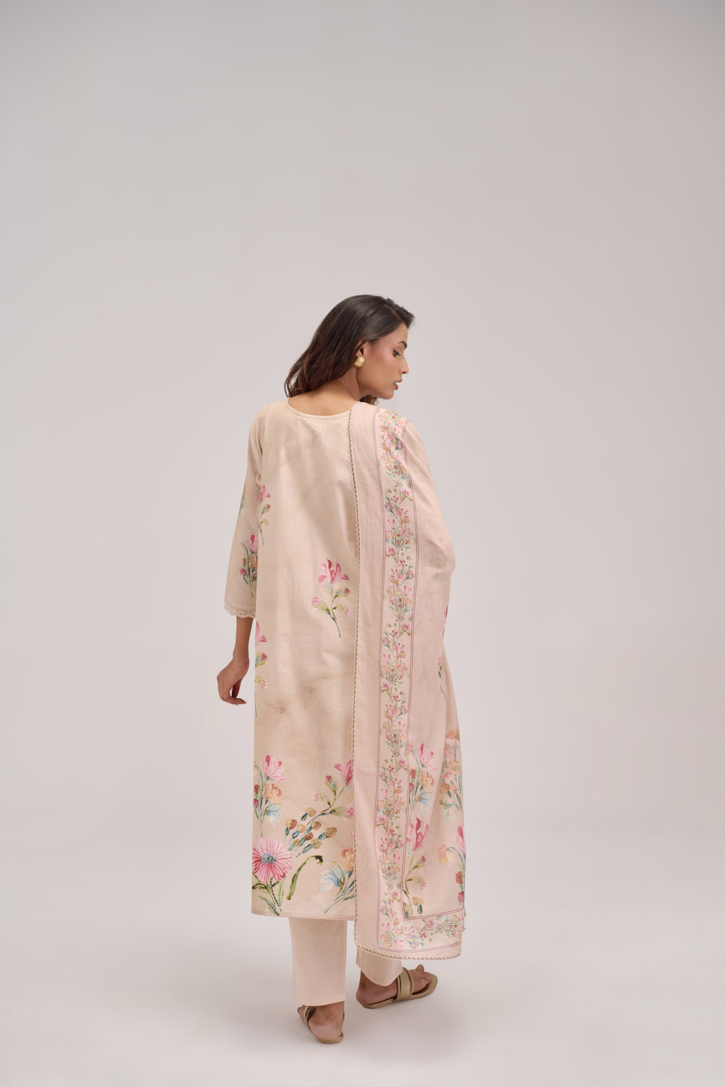 Gitanjali - Soft Beige Cotton Cambric Kurta Set