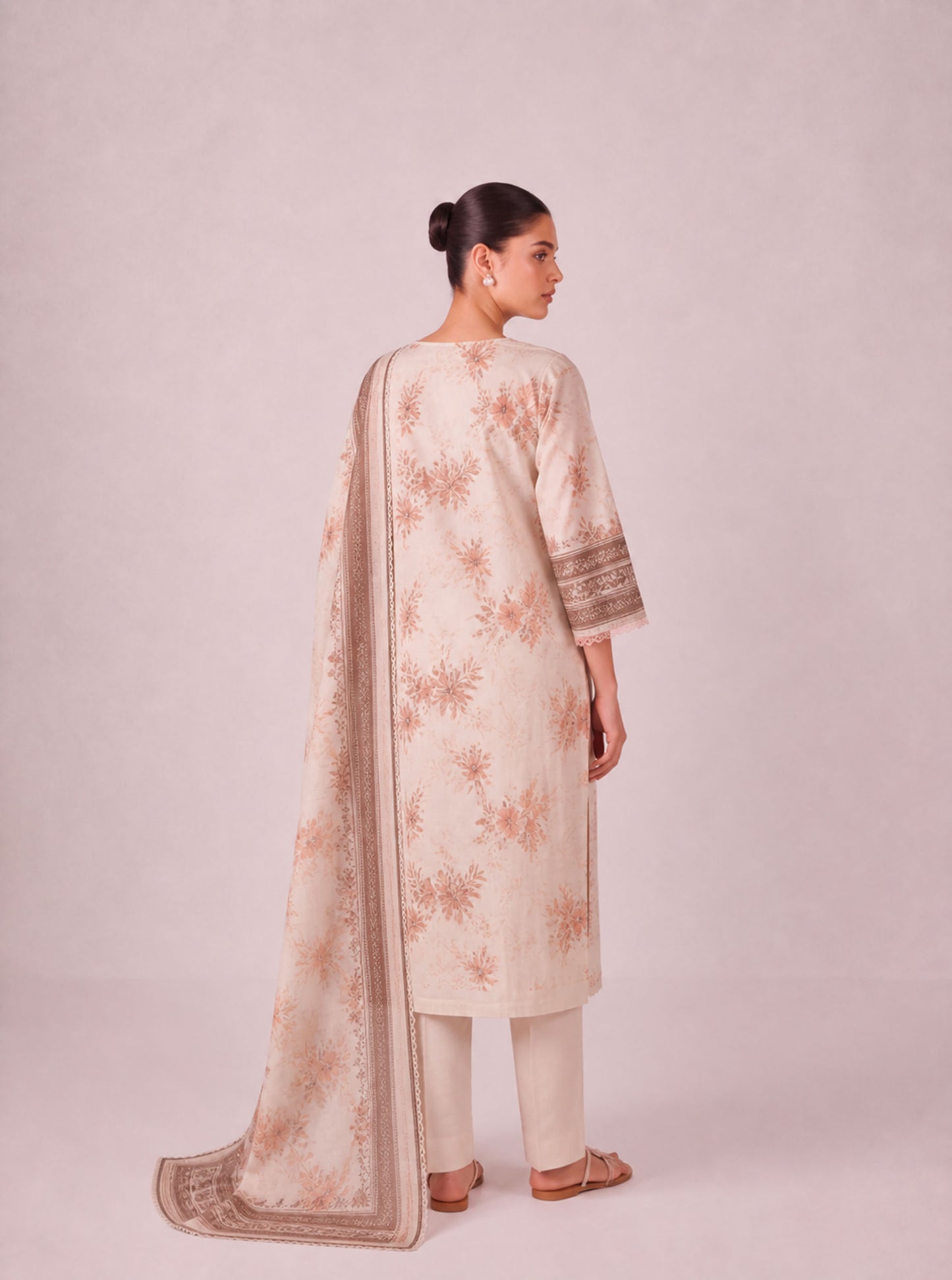 Mehr - Soft Peach Cotton Cambric Kurta Set