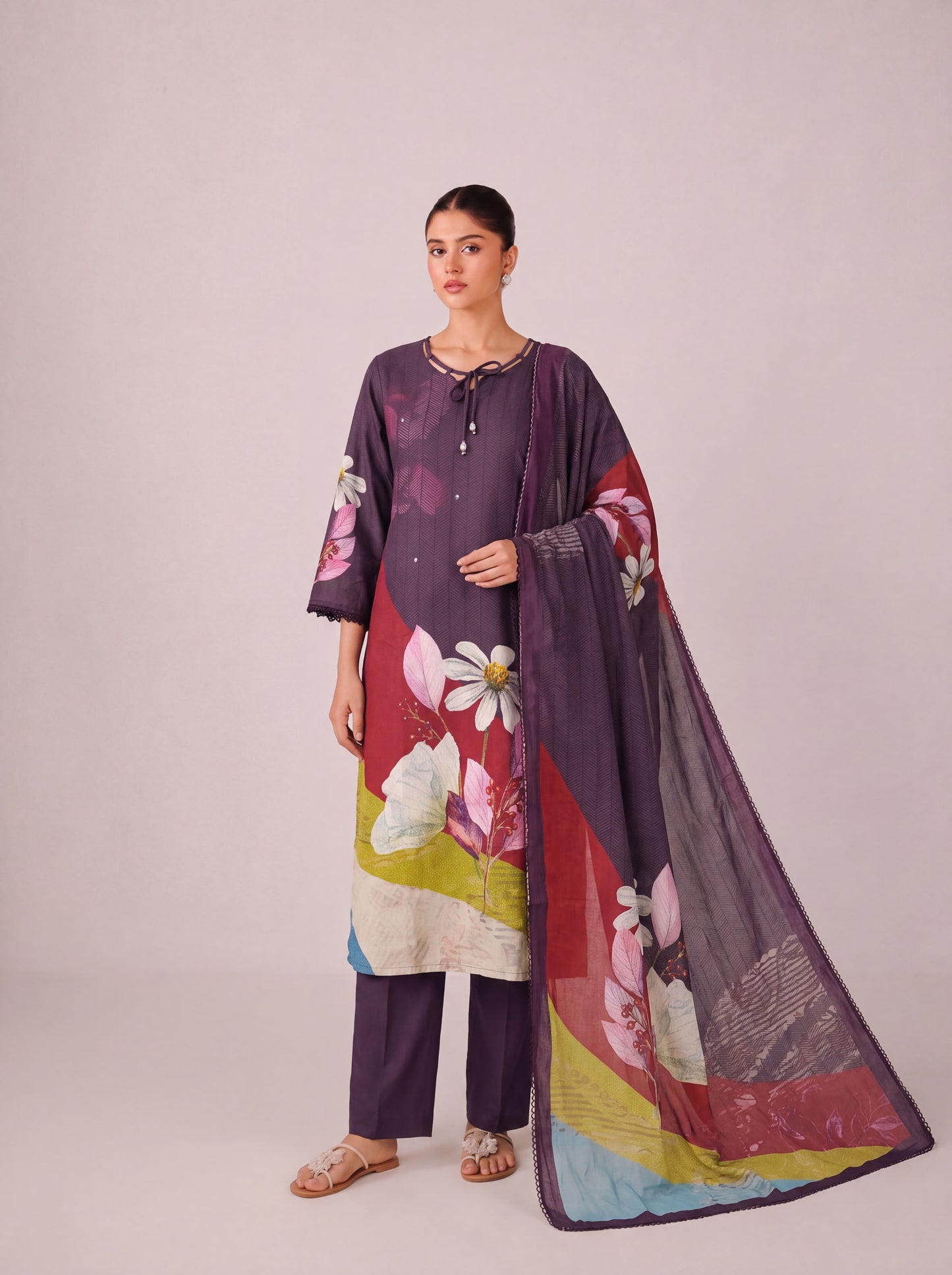 Kaya - Plum Purple Cottom Cambric Kurta Set