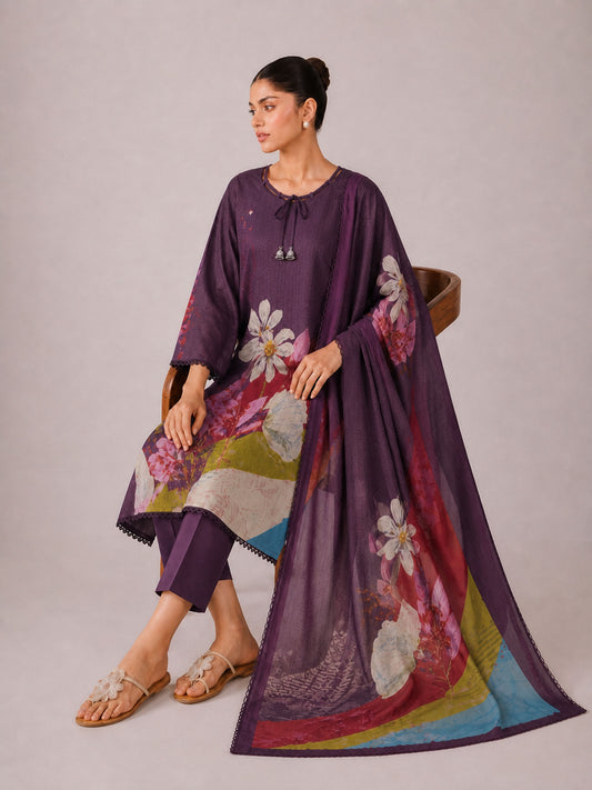 Kaya - Plum Purple Cottom Cambric Kurta Set